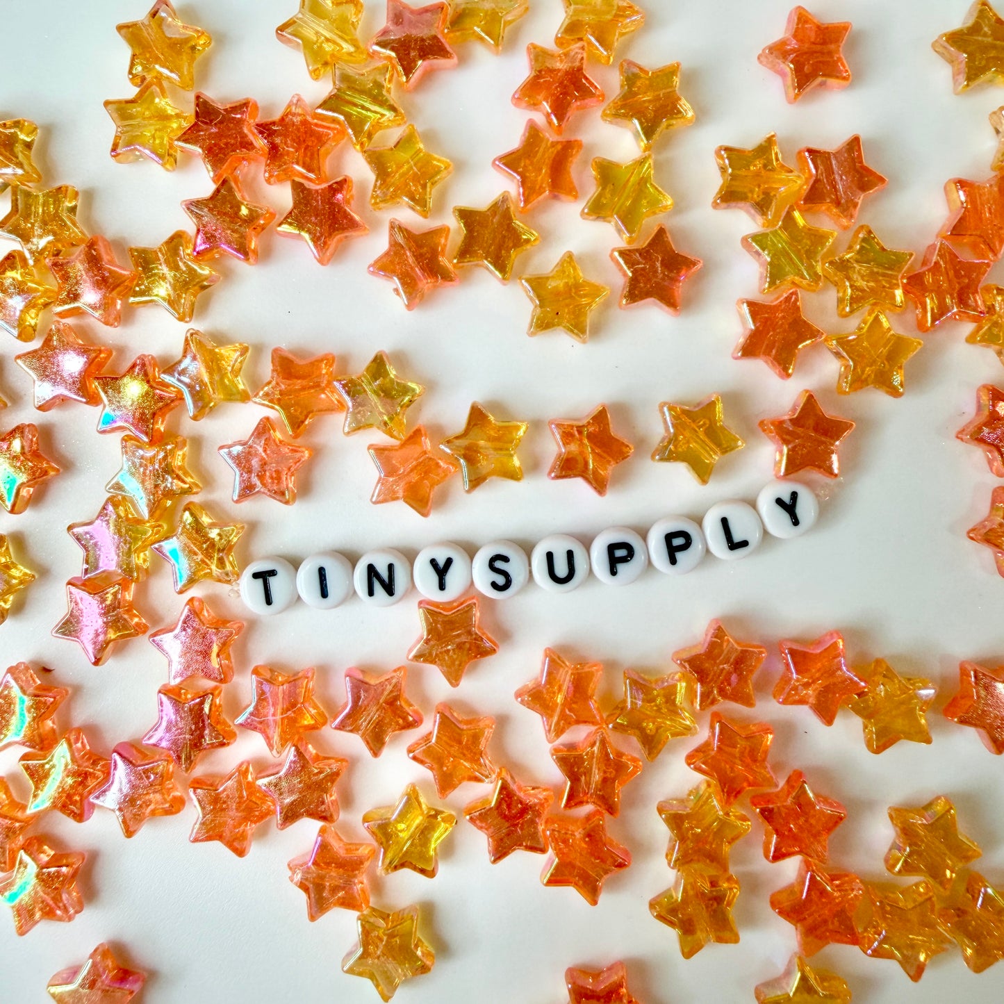 10MM AB Orange Transparent Acrylic Star Spacer Beads