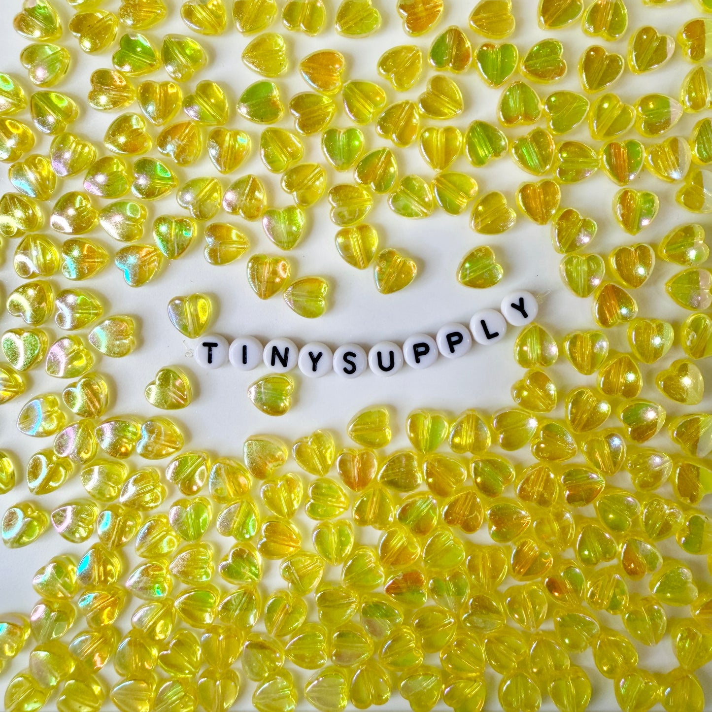 8MM AB Yellow Transparent Acrylic Heart Spacer Beads with Vertical Hole
