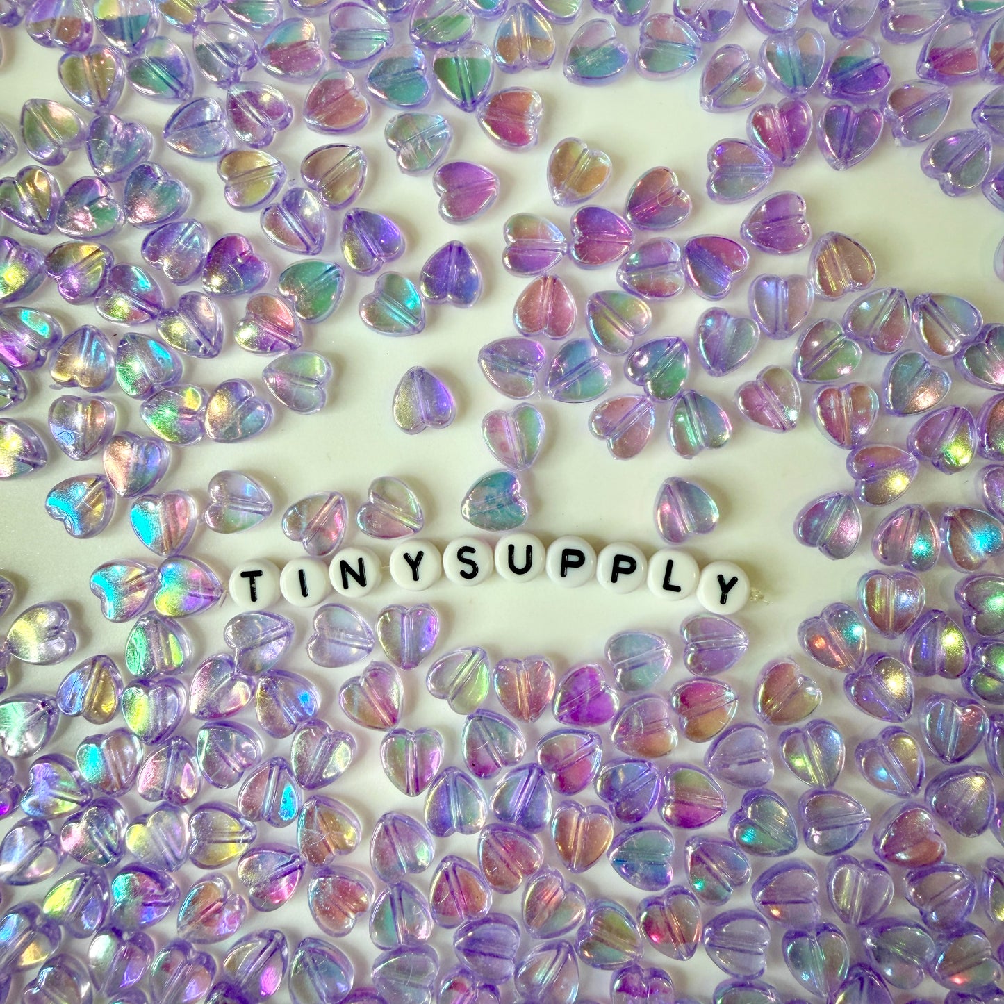 8MM Light Purple Transparent Acrylic Heart Spacer Beads with Vertical Hole
