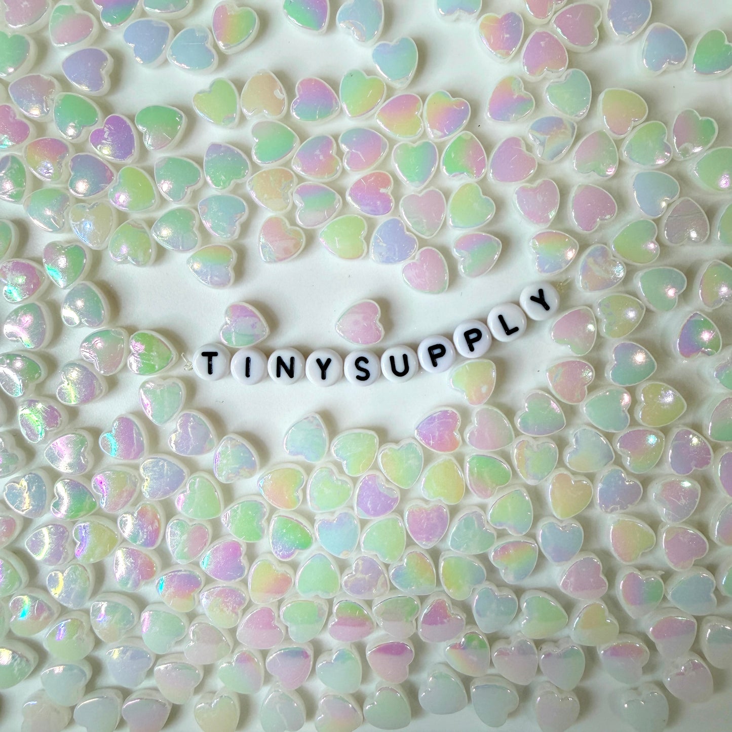 8MM AB Milky White Transparent Acrylic Heart Spacer Beads with Vertical Hole