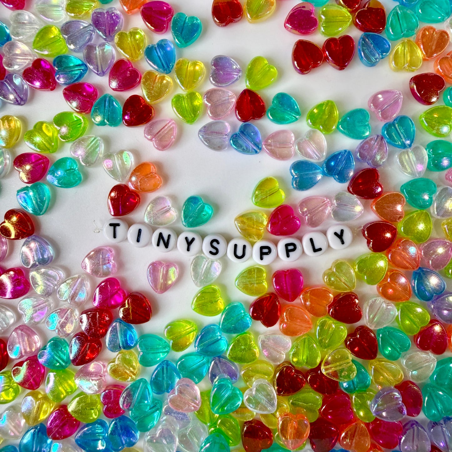 8MM Mixed Colors Transparent Acrylic Heart Spacer Beads with Vertical Hole