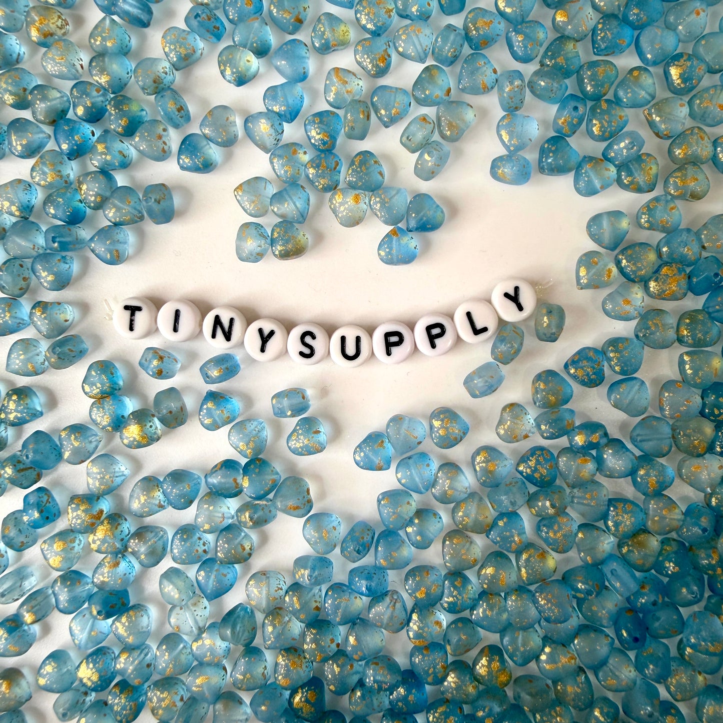 6MM Dusty Blue Colored Glass Heart Beads E02-H