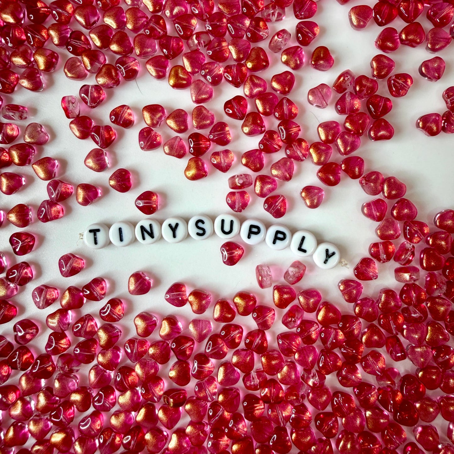 6MM Red Pink Colored Glass Heart Beads B07