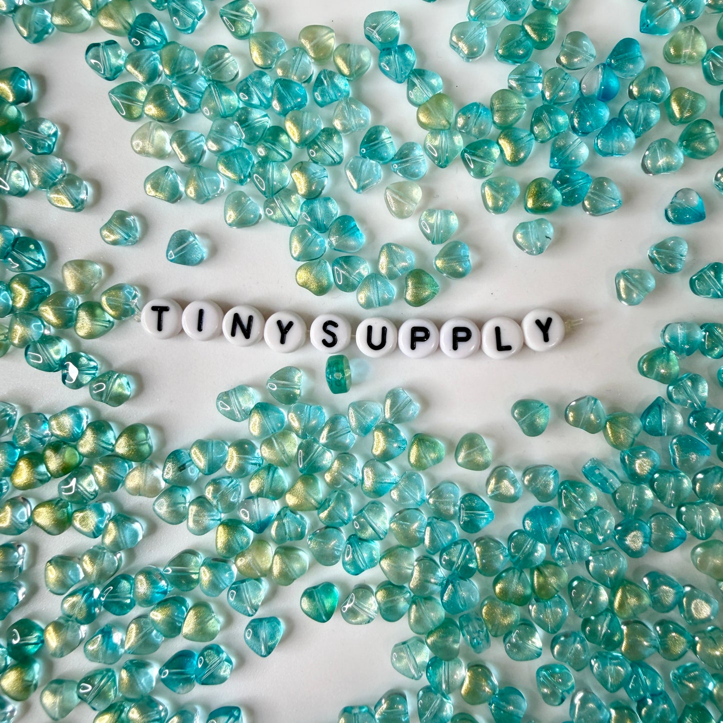 6MM Sea Green Colored Glass Heart Beads B05