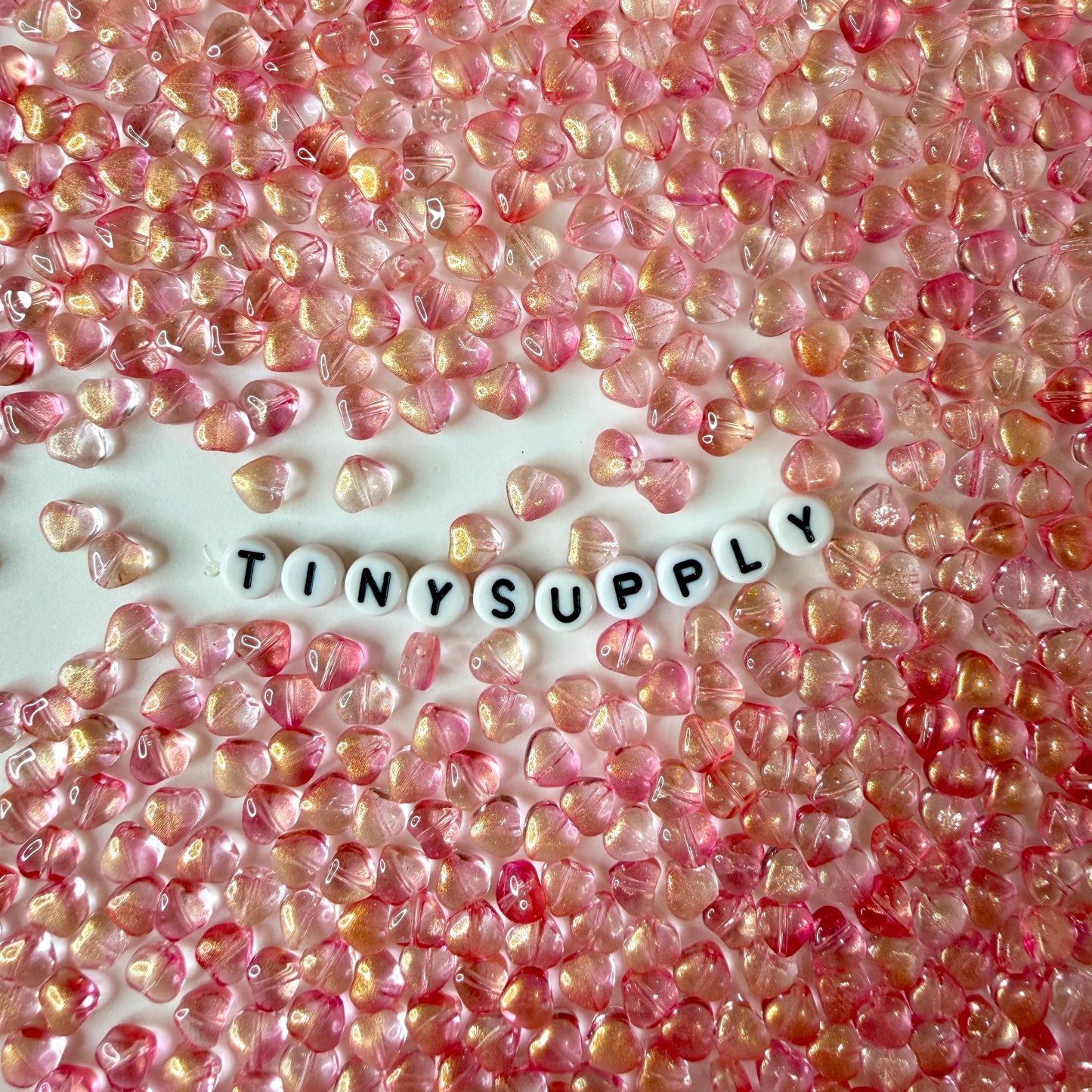 6MM Pearl Pink Colored Glass Heart Beads B04