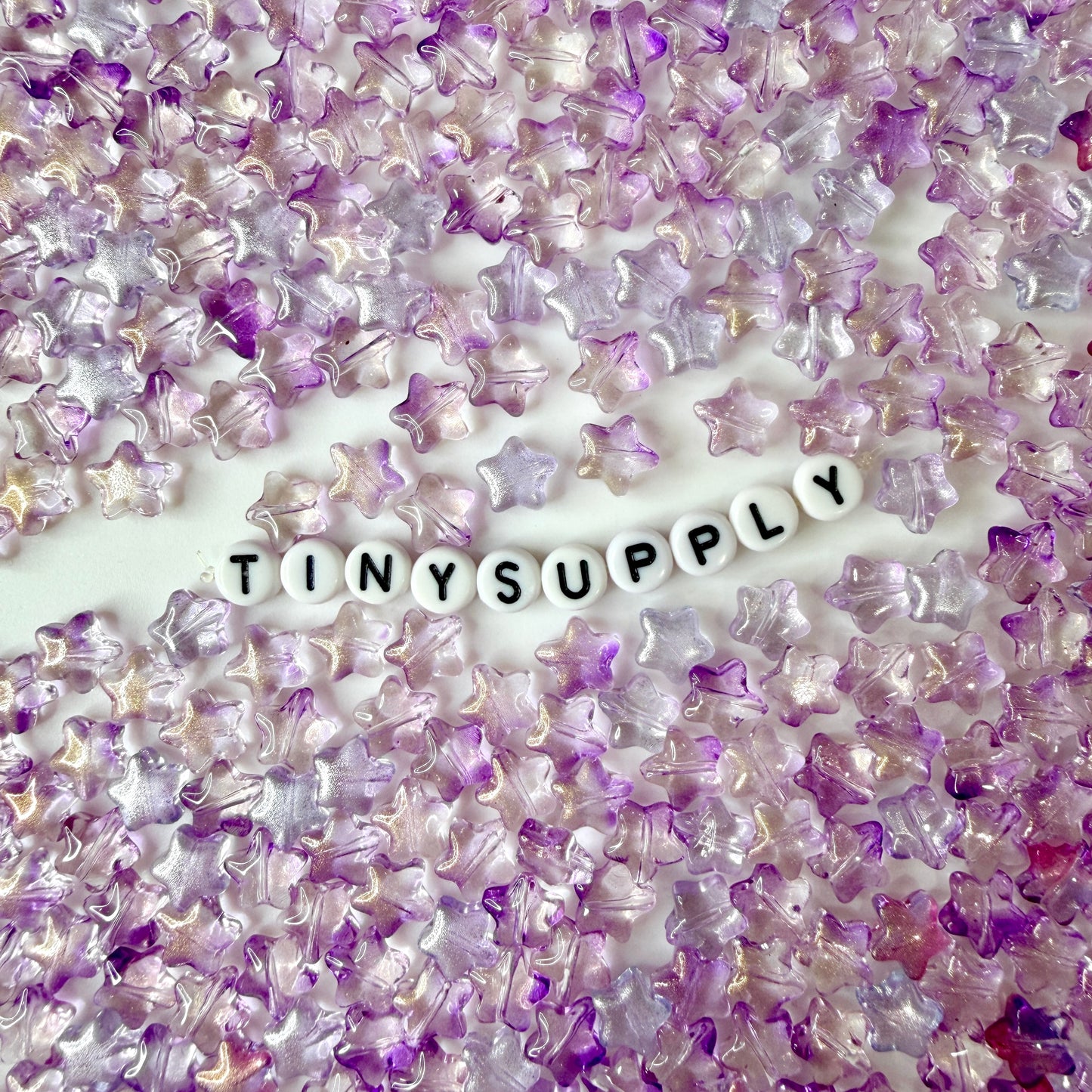 8.5MM Light Purple Colored Glass Star Beads D02