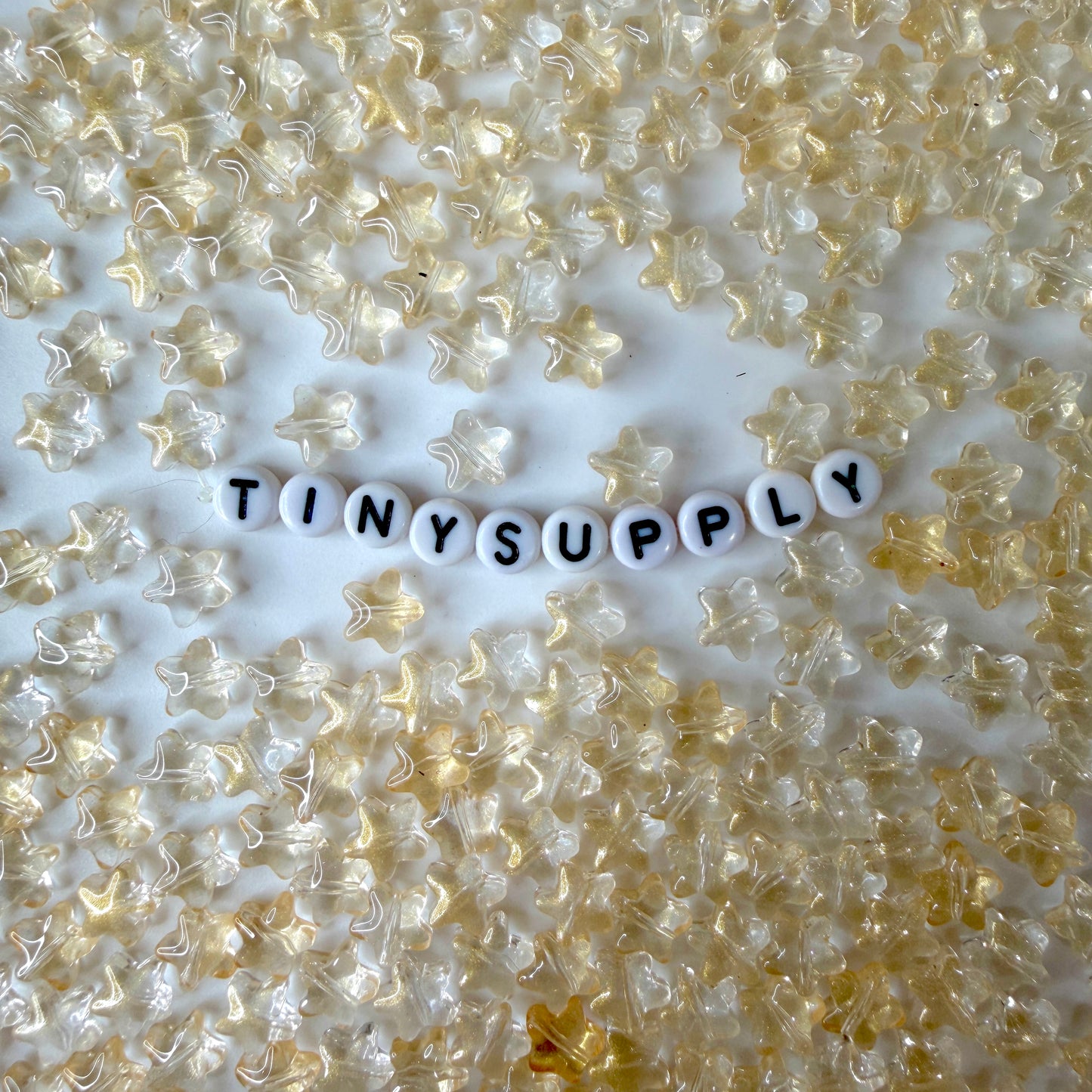 8.5MM Transparent Gold Glitter Colored Glass Star Beads (D03)