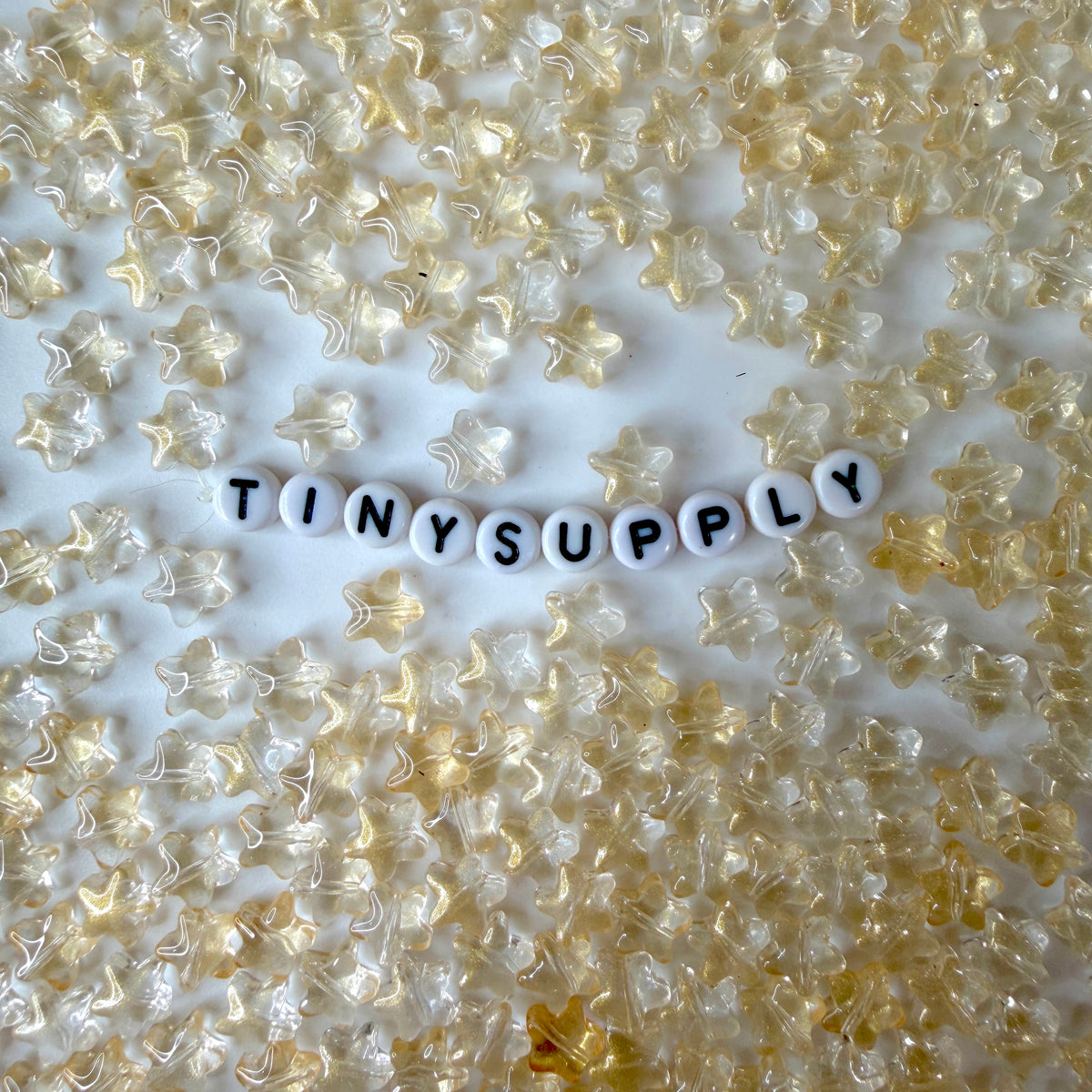8.5MM Transparent Gold Glitter Colored Glass Star Beads (D03)