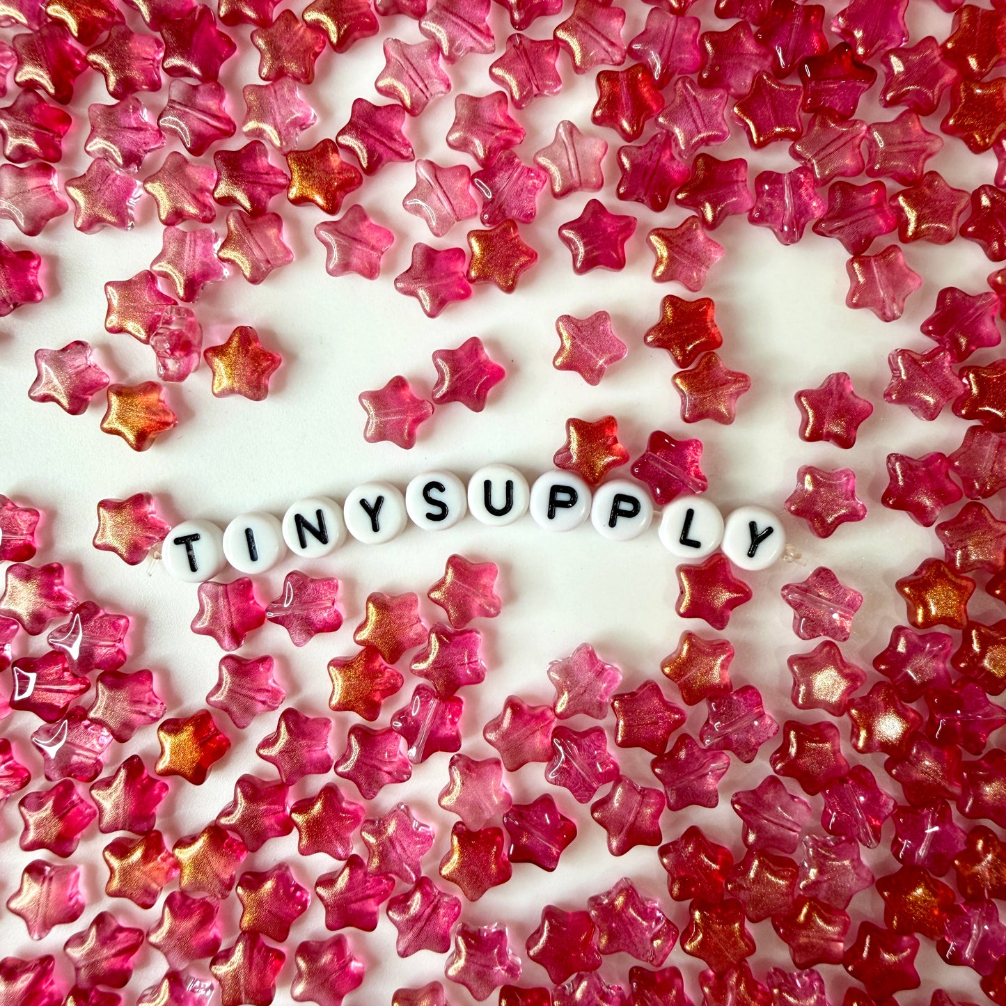 8.5MM Rose Pink Colored Glass Star Beads D05
