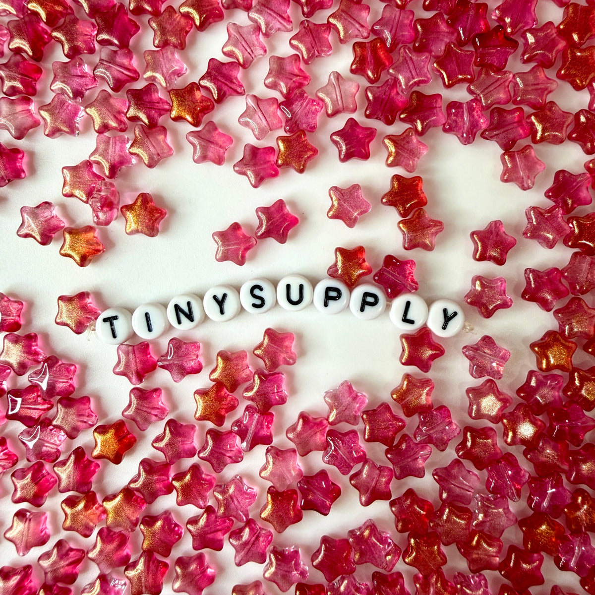 8.5MM Rose Pink Colored Glass Star Beads D05