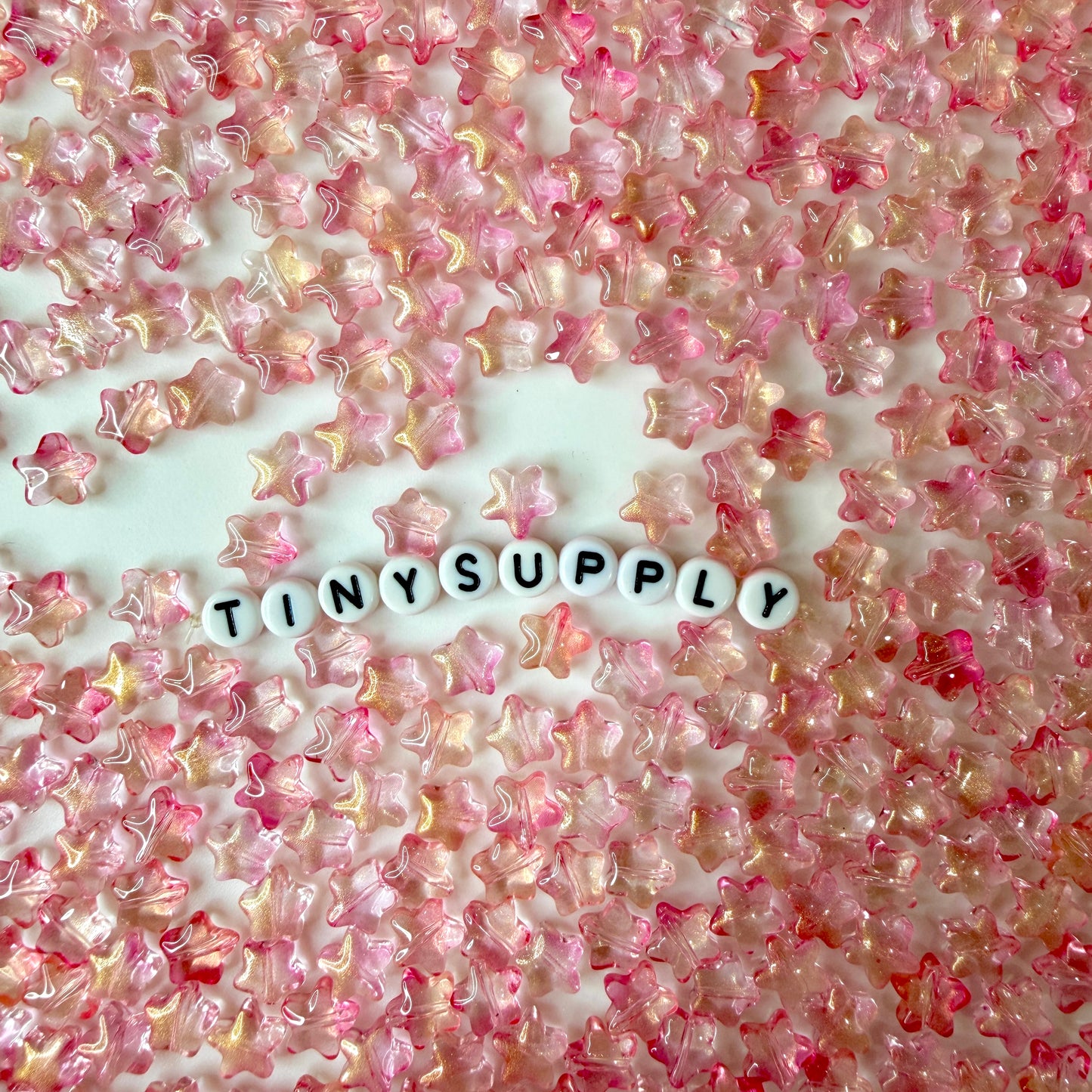 8.5MM Pink Colored Glass Star Beads E01