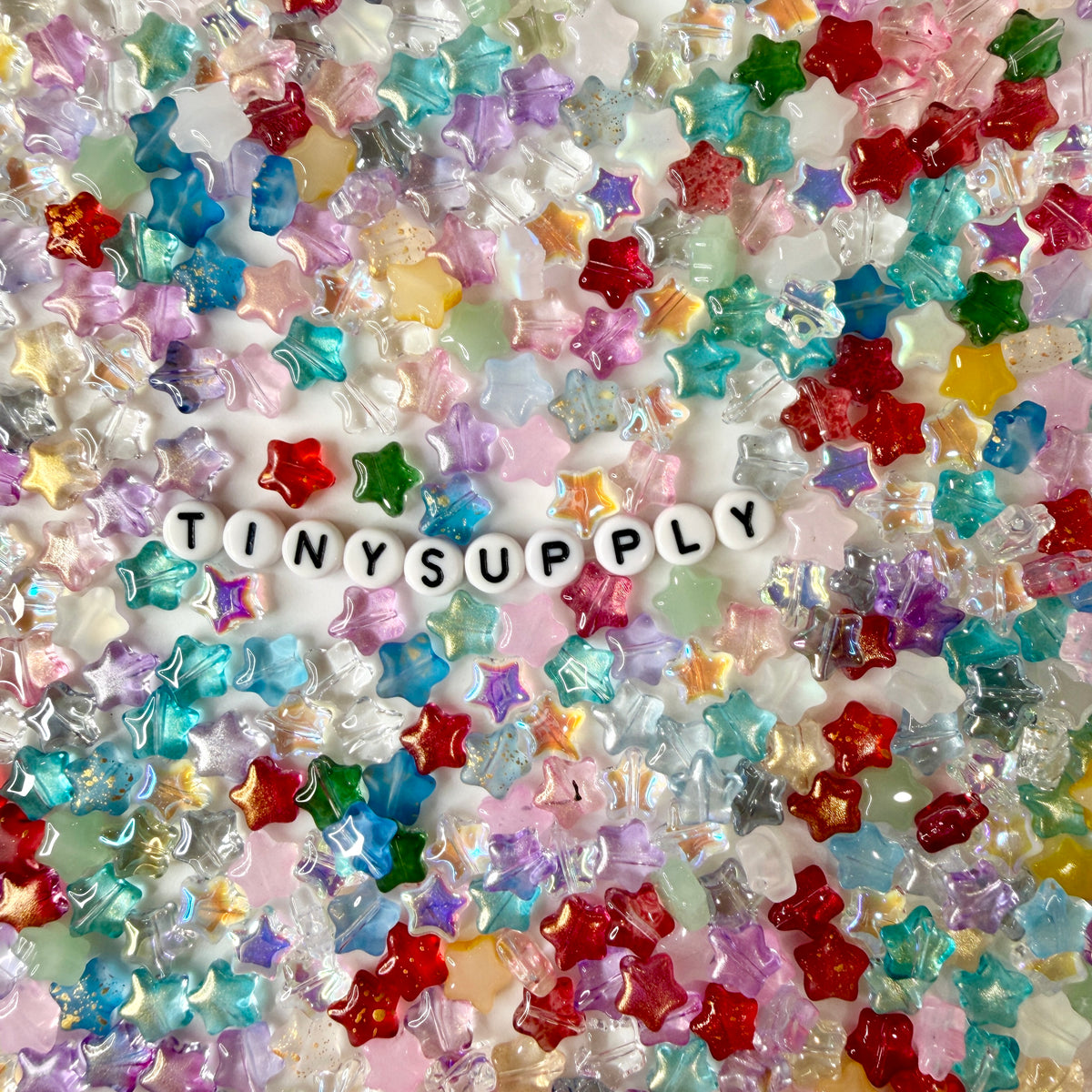 8.5MM Mixed Colored Glass Star Beads