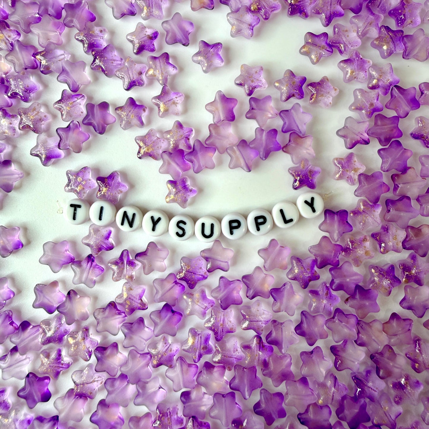 8.5MM Gold Dusted Purple Glass Star Beads (AB9)