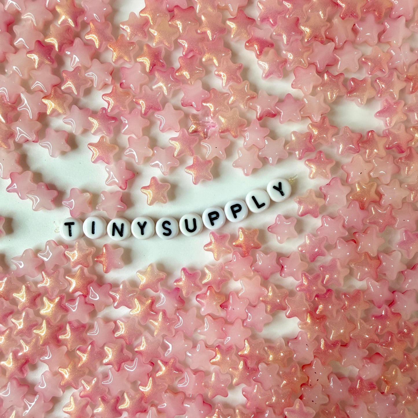 8.5MM Opaque Light Pink Gold Specks Glass Star Beads (AB11)