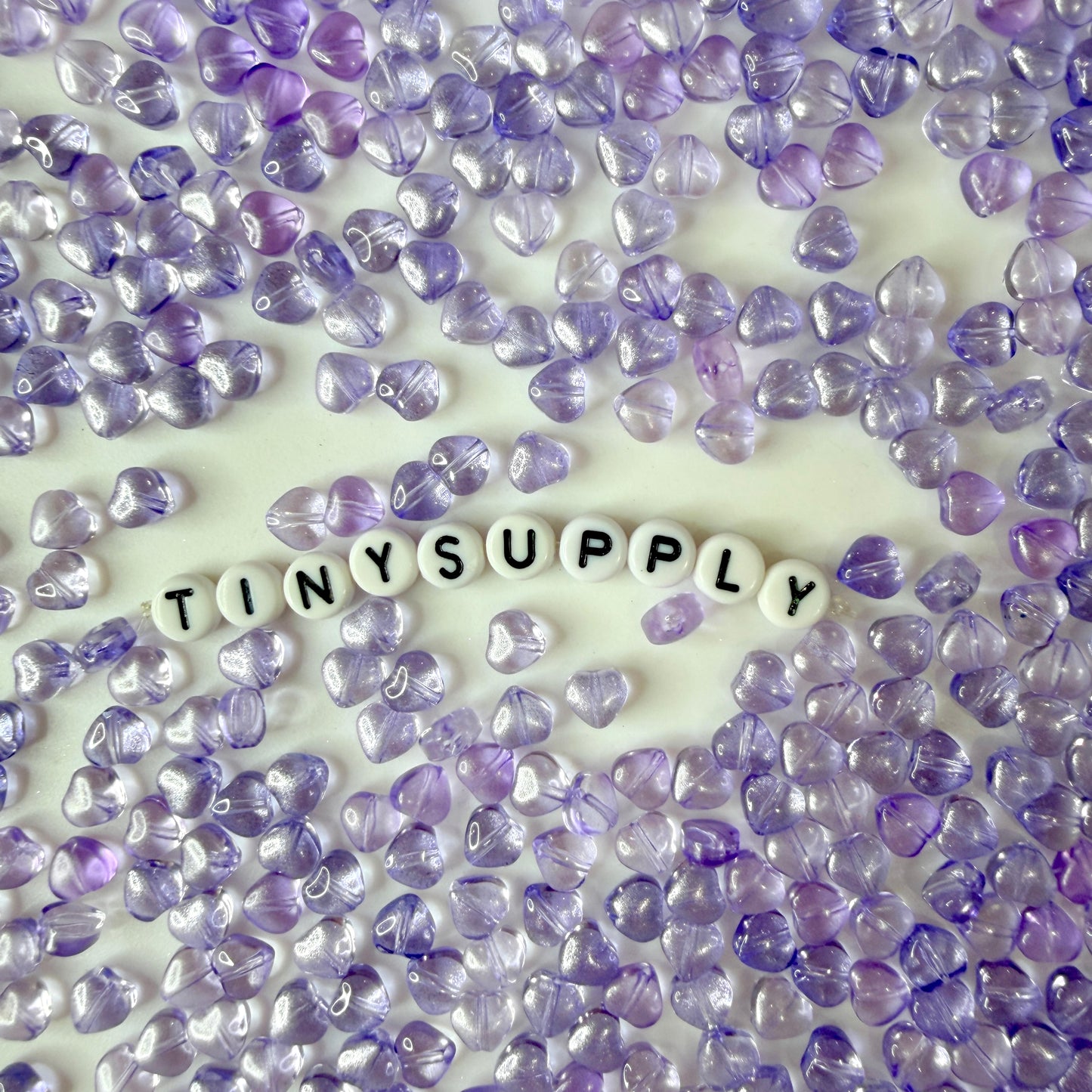 6MM Light Purple Colored Glass Heart Beads B01
