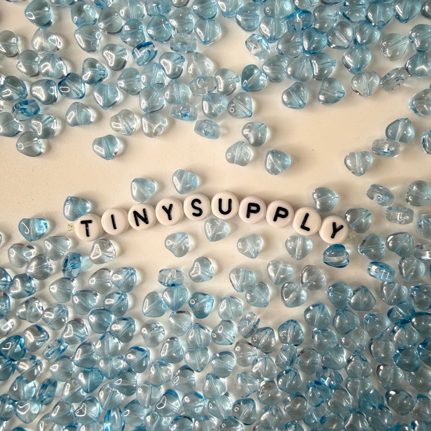 6MM Deep Sky Blue Colored Glass Heart Beads B02