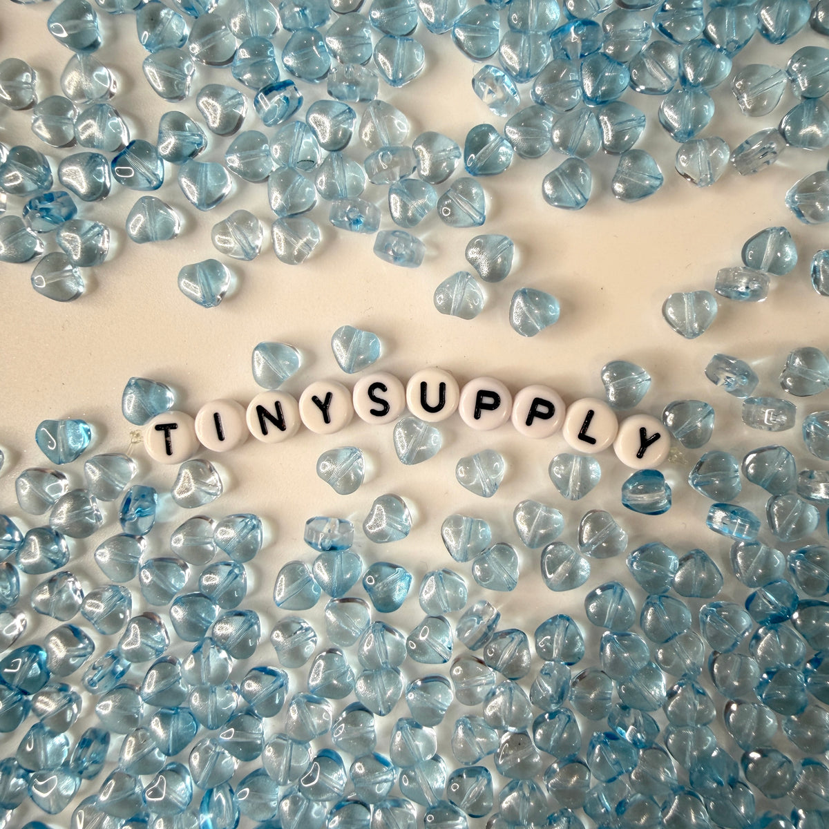 6MM Deep Sky Blue Colored Glass Heart Beads B02