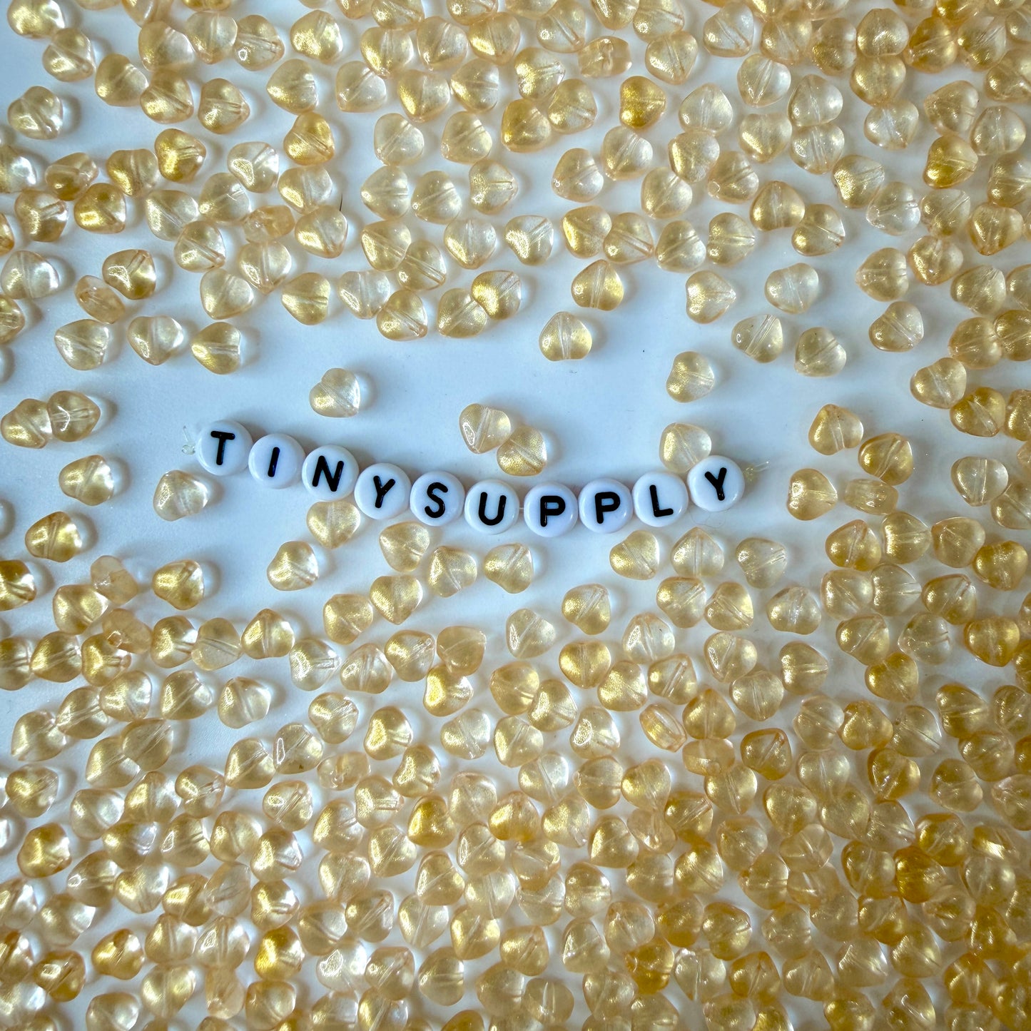 6MM Gold Colored Glass Heart Beads B03