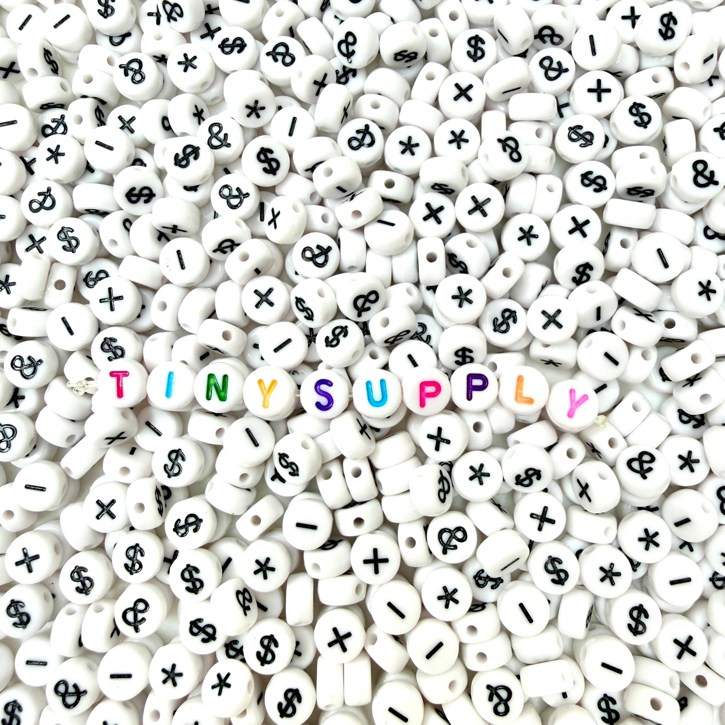 BULK Symbol Pack #1 Ampersand Asterisk, Plus, Minus, Dollar Sign Acrylic Beads