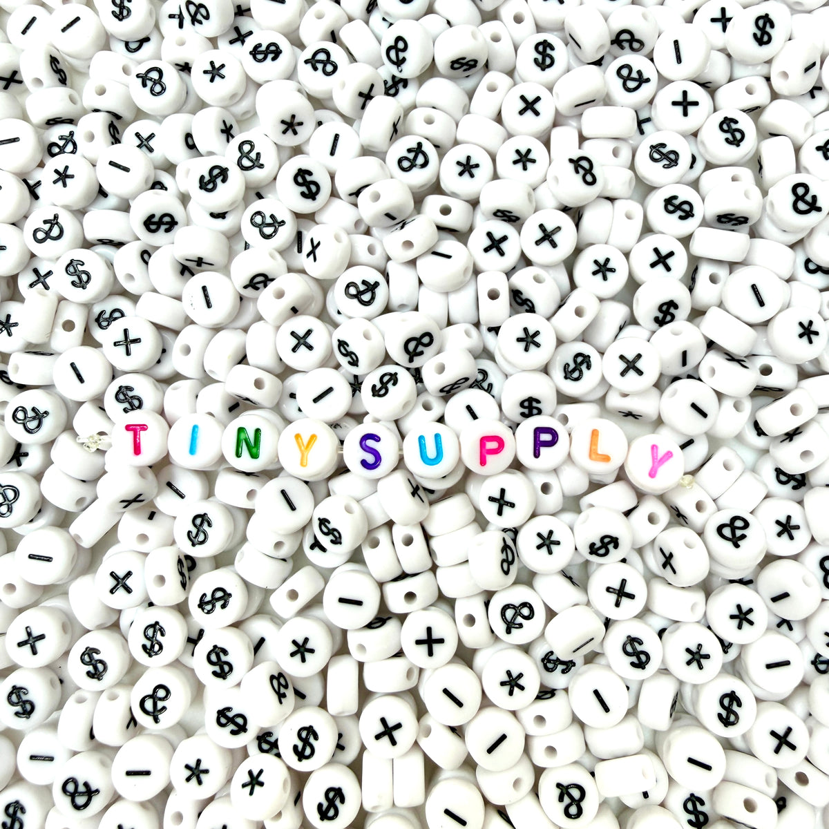 BULK Symbol Pack #1 Ampersand Asterisk, Plus, Minus, Dollar Sign Acrylic Beads