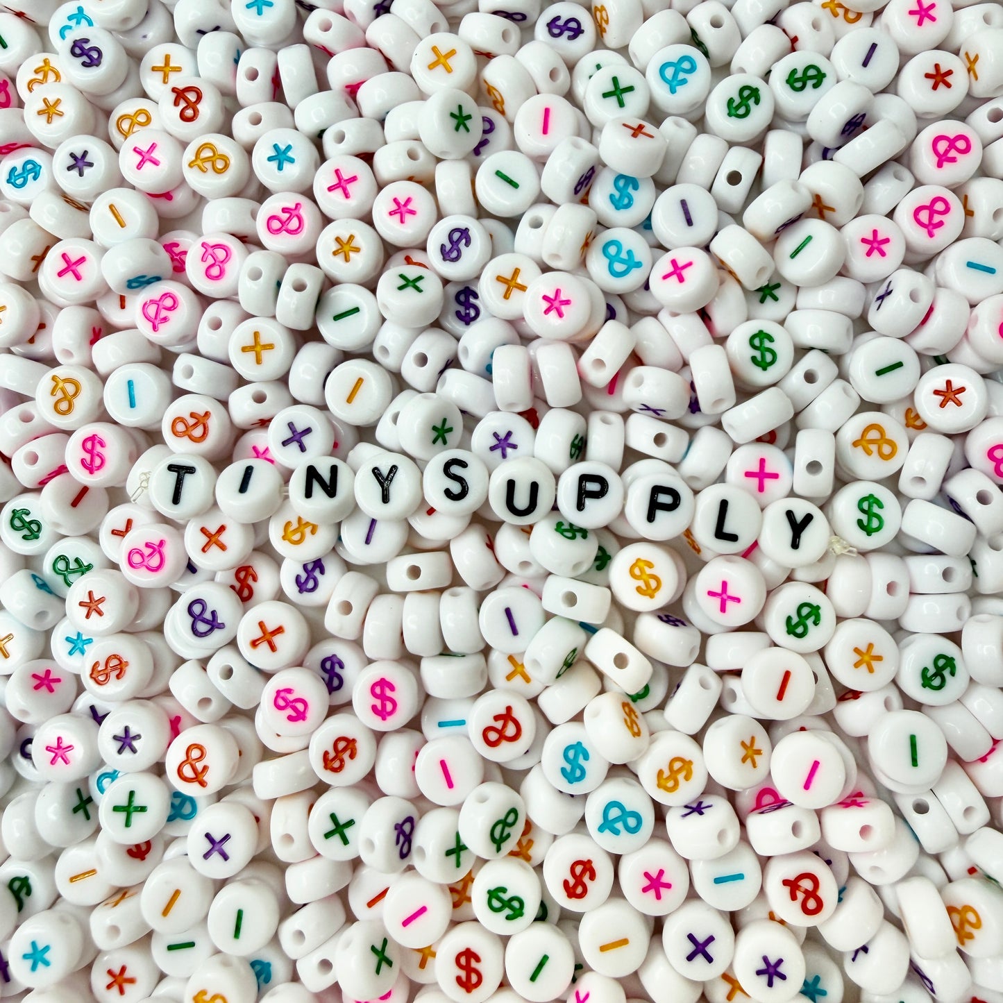 7MM Colorful Mix Ampersand Asterisk, Plus, Minus, Dollar Symbol Beads