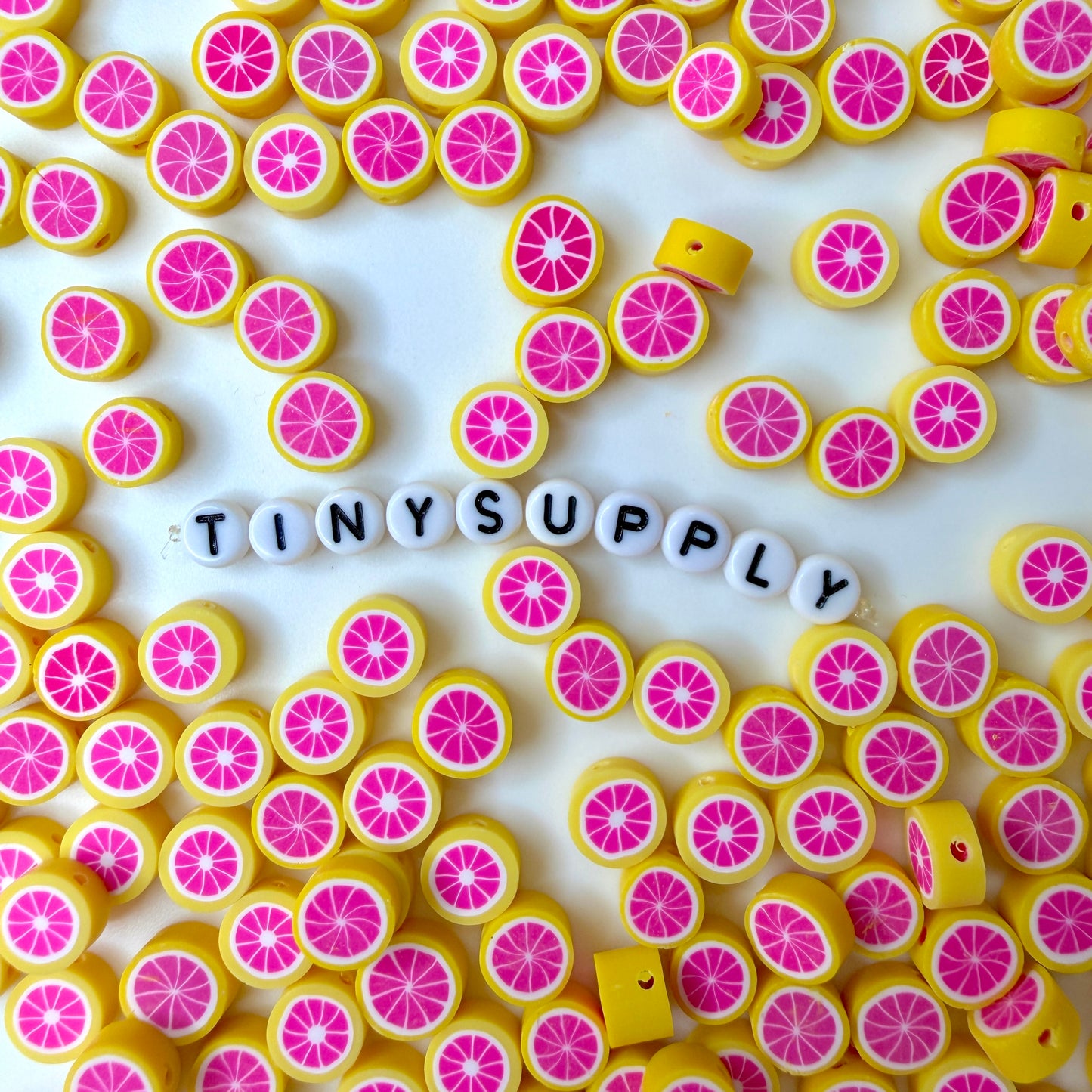 10MM Grapefruit Slice Themed Polymer Clay Beads