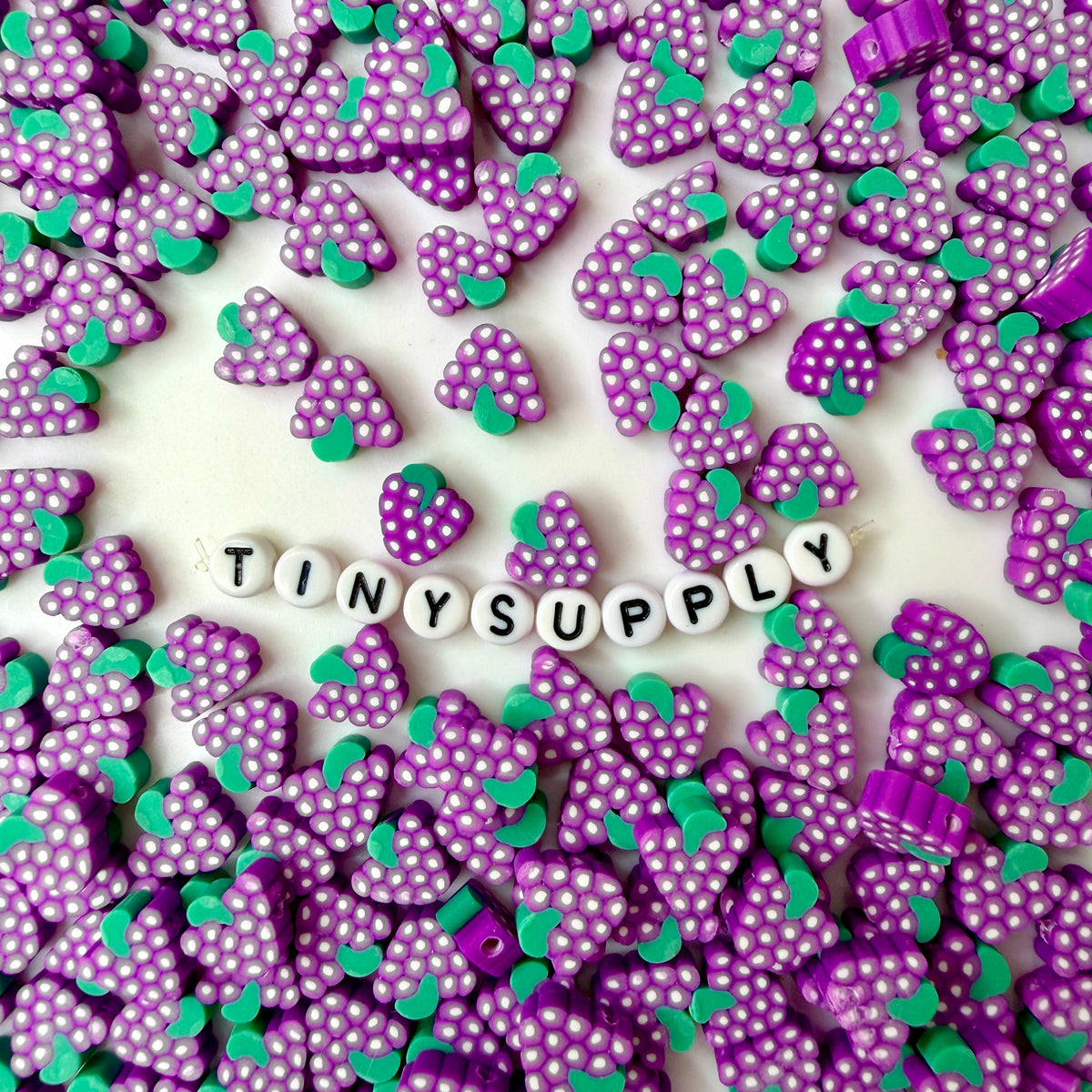 10MM Purple Grape Themed Polymer Clay Beads