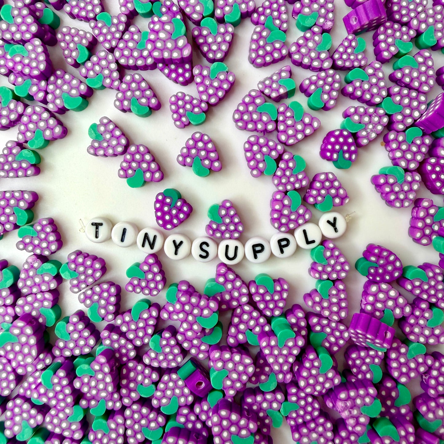 10MM Purple Grape Themed Polymer Clay Beads