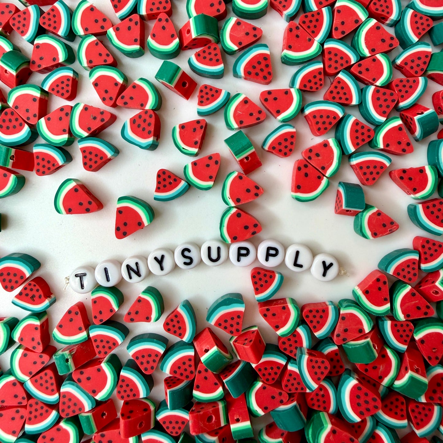 11MM Watermelon Slice Fruit Themed Polymer Clay Beads (11mm x 10mm, Hole: 1.6mm)