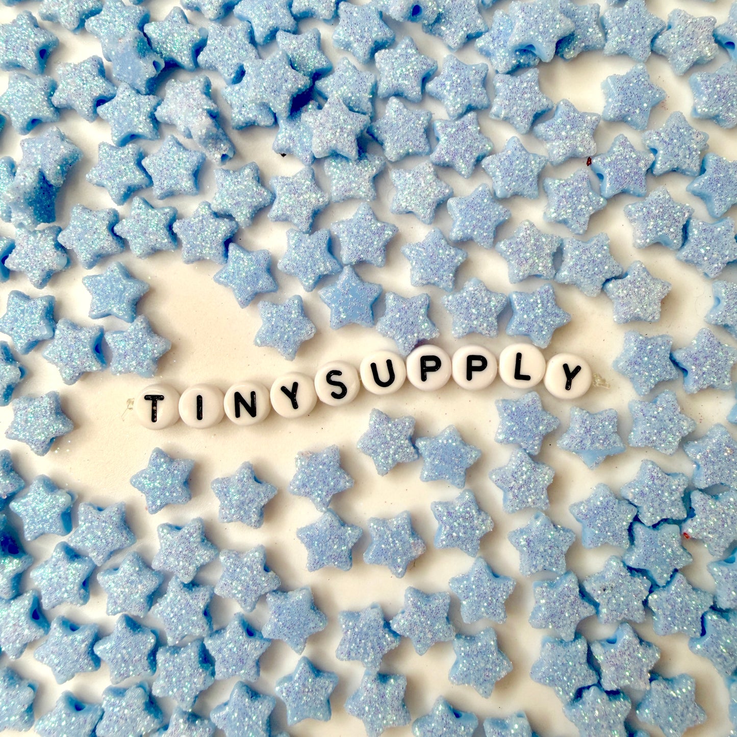 10MM Pastel Blue Acrylic Glitter Star Spacer Beads