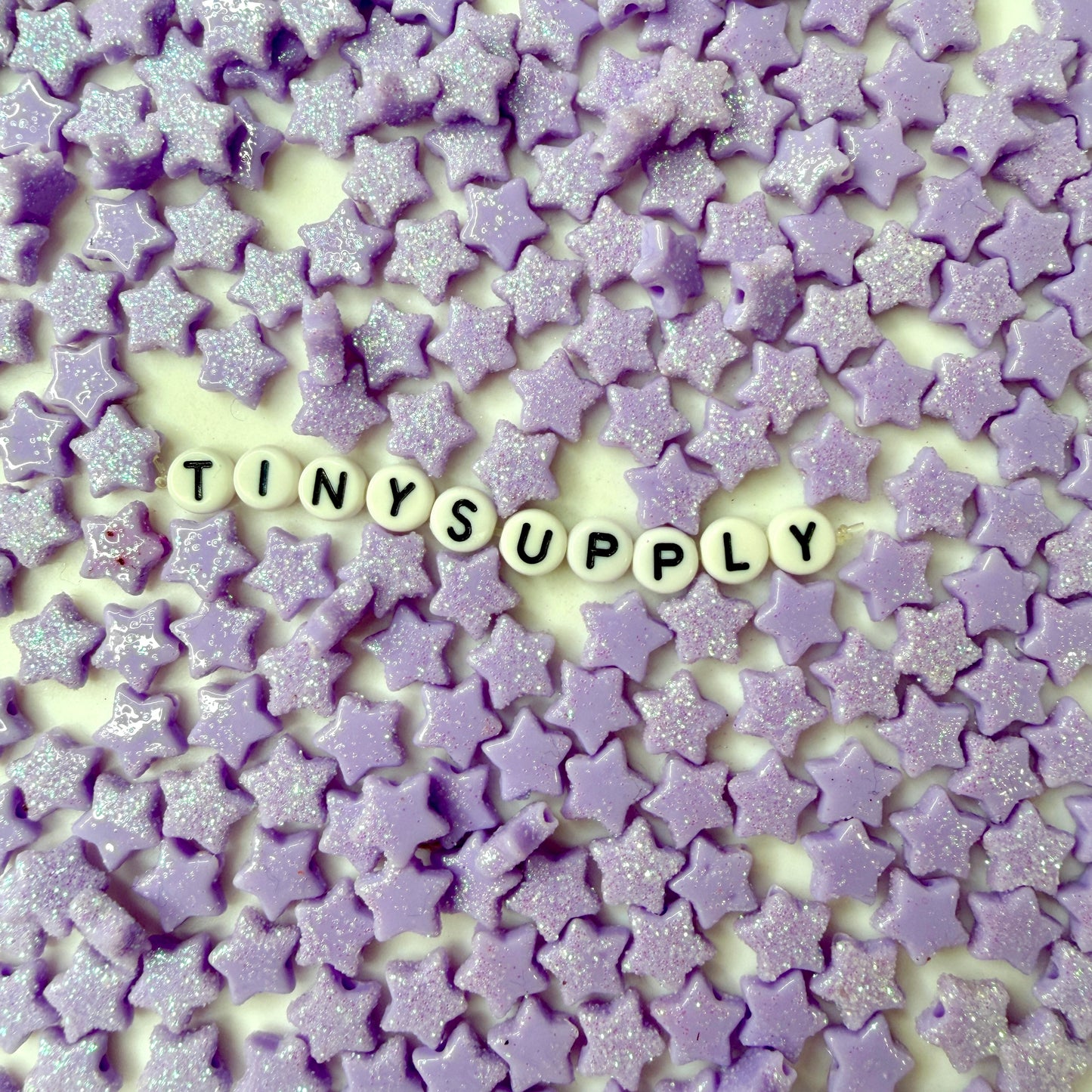 10MM Pastel Purple Acrylic Glitter Star Spacer Beads