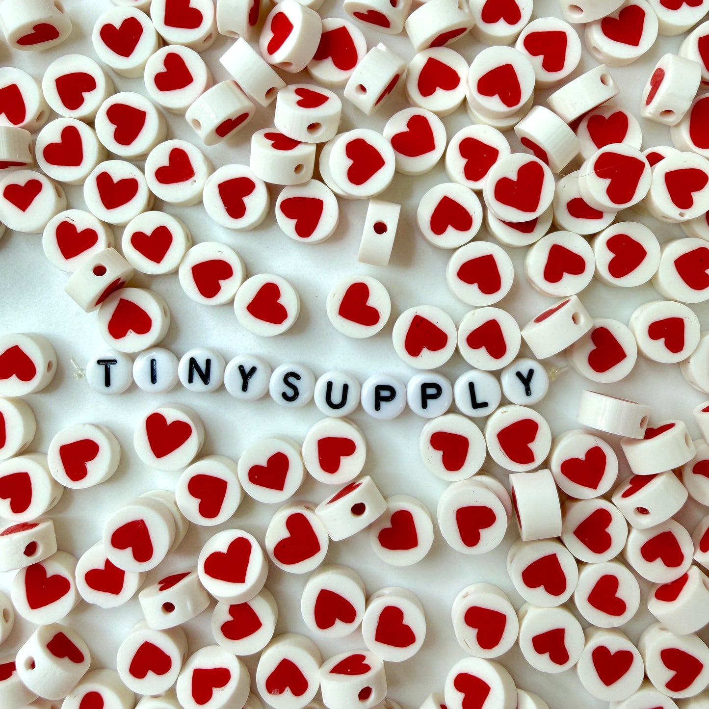 10MM Heart Circle, Valentine's Day Love Themed Polymer Clay Beads