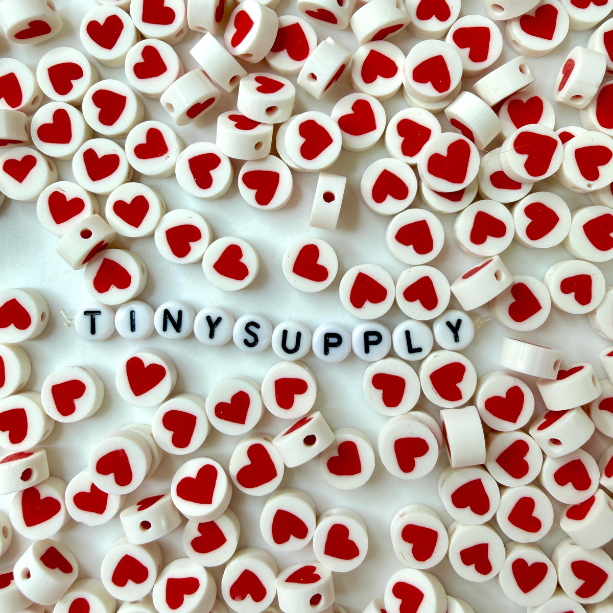 10MM Heart Circle, Valentine's Day Love Themed Polymer Clay Beads