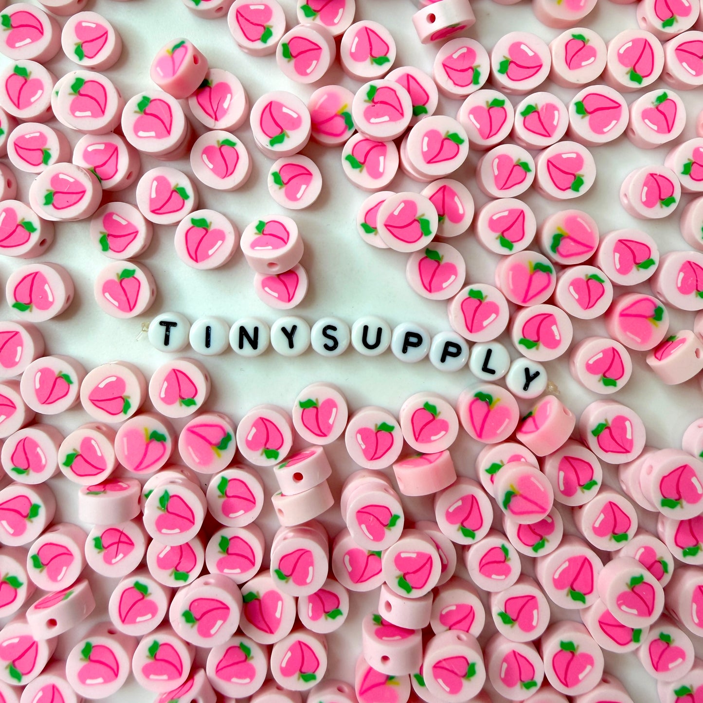 10MM Peach Fruit Themed Polymer Clay Beads (10mm x 5mm, hole: 1.3mm)