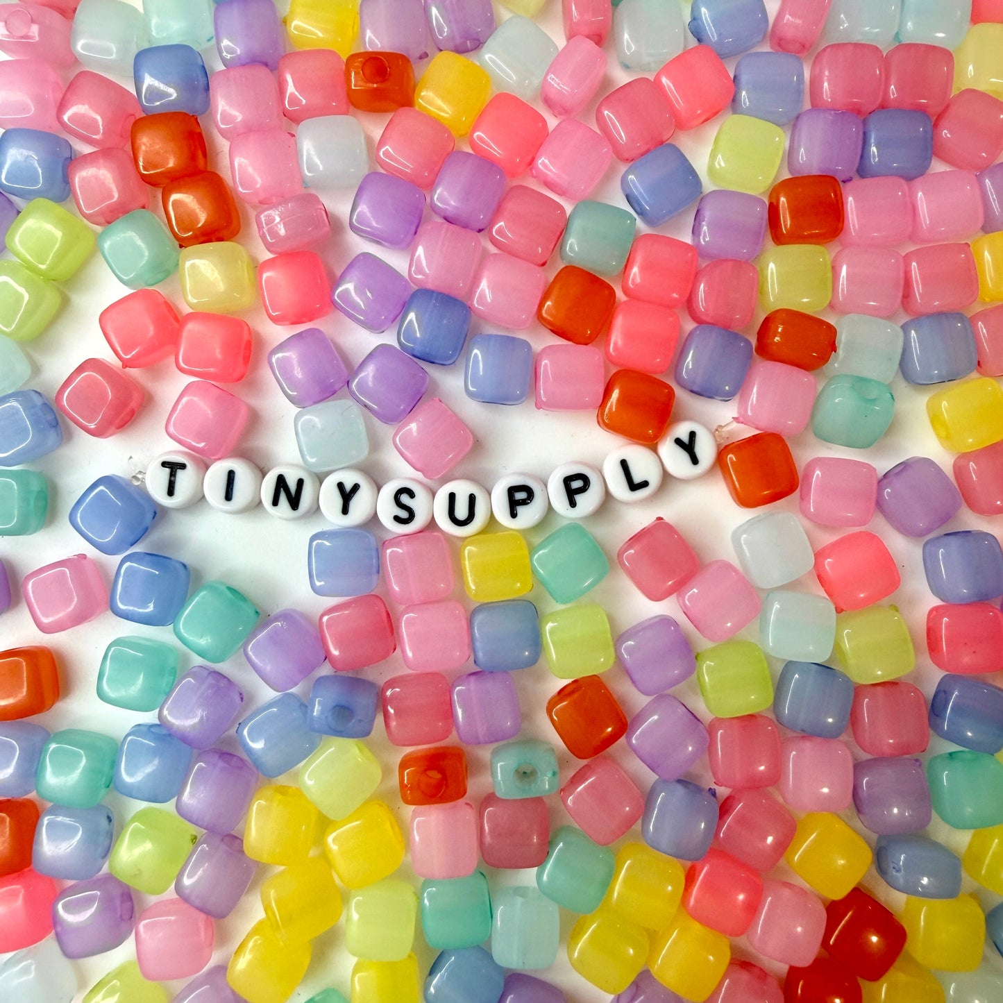 8MM Light Pastel Jelly Themed Flat Square Acrylic Beads