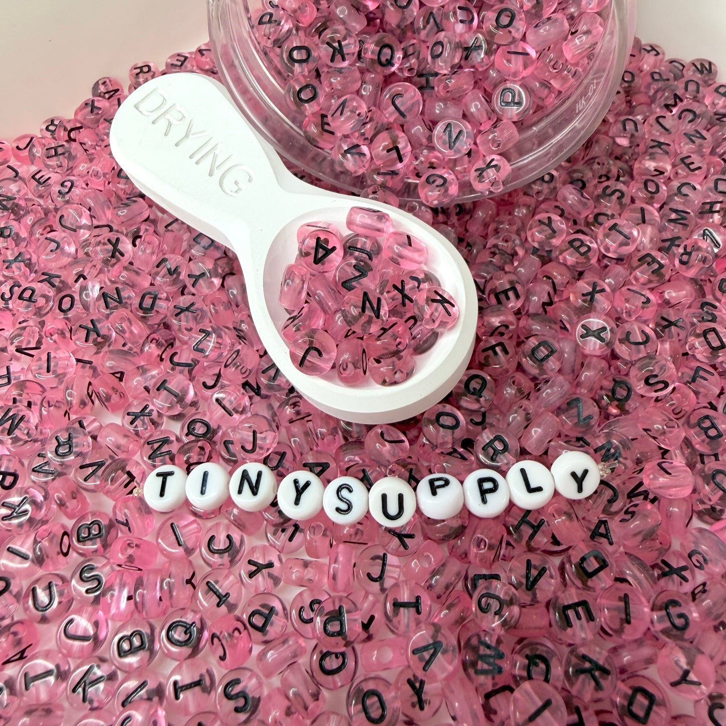 7MM Translucent Black Letter, Mixed Alphabet Acrylic Beads