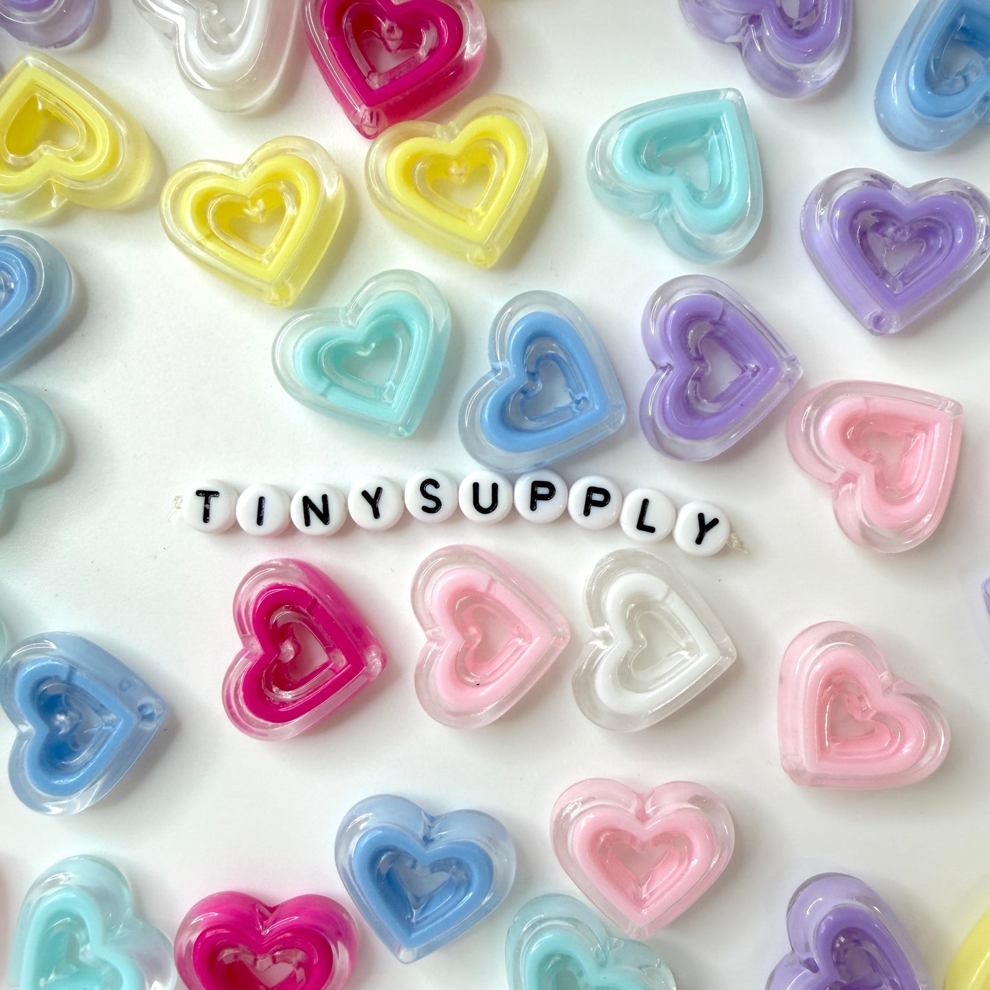 Chunky 23MM x 20MM Colorful Heart Cutout Acrylic Bead