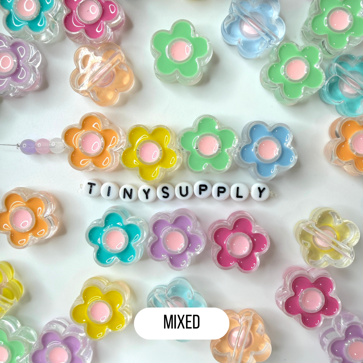 Chunky Flower Enamel Acrylic Bead (18x24mm)