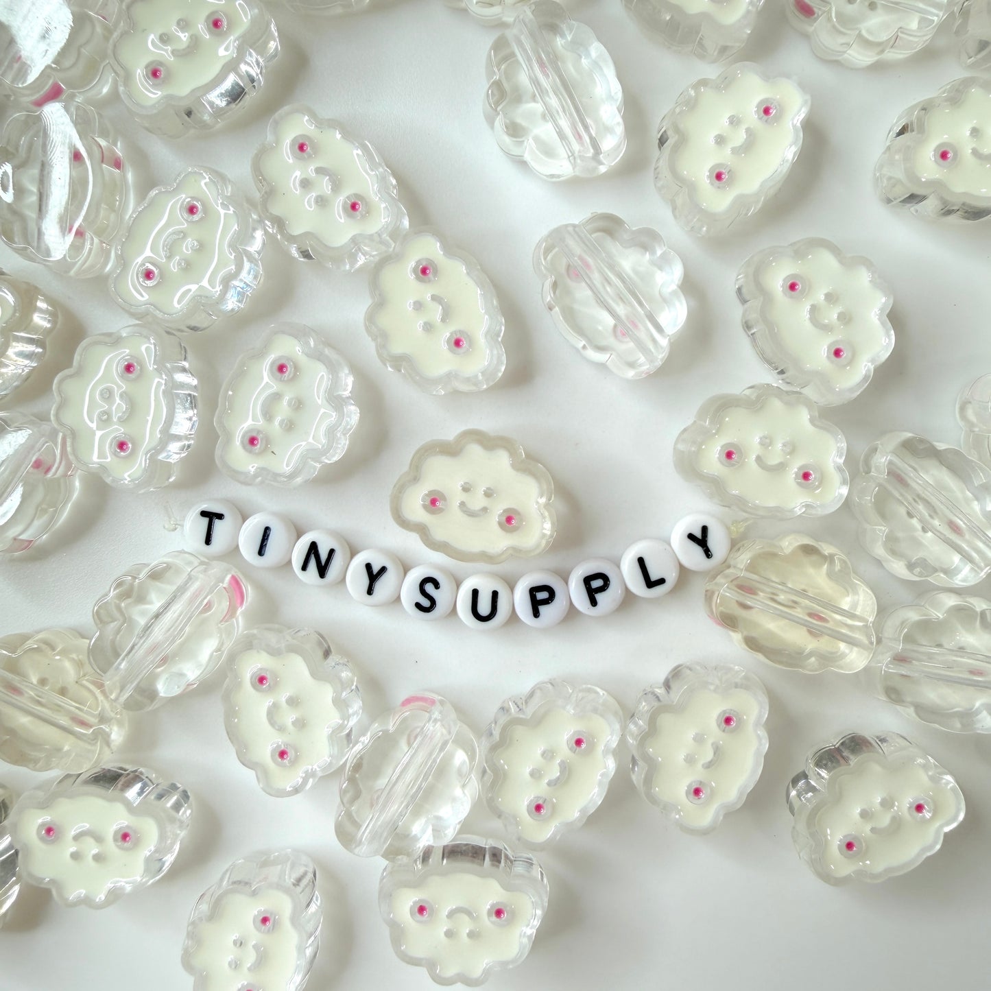 Chunky Happy White Cloud Acrylic Bead (16x20mm)