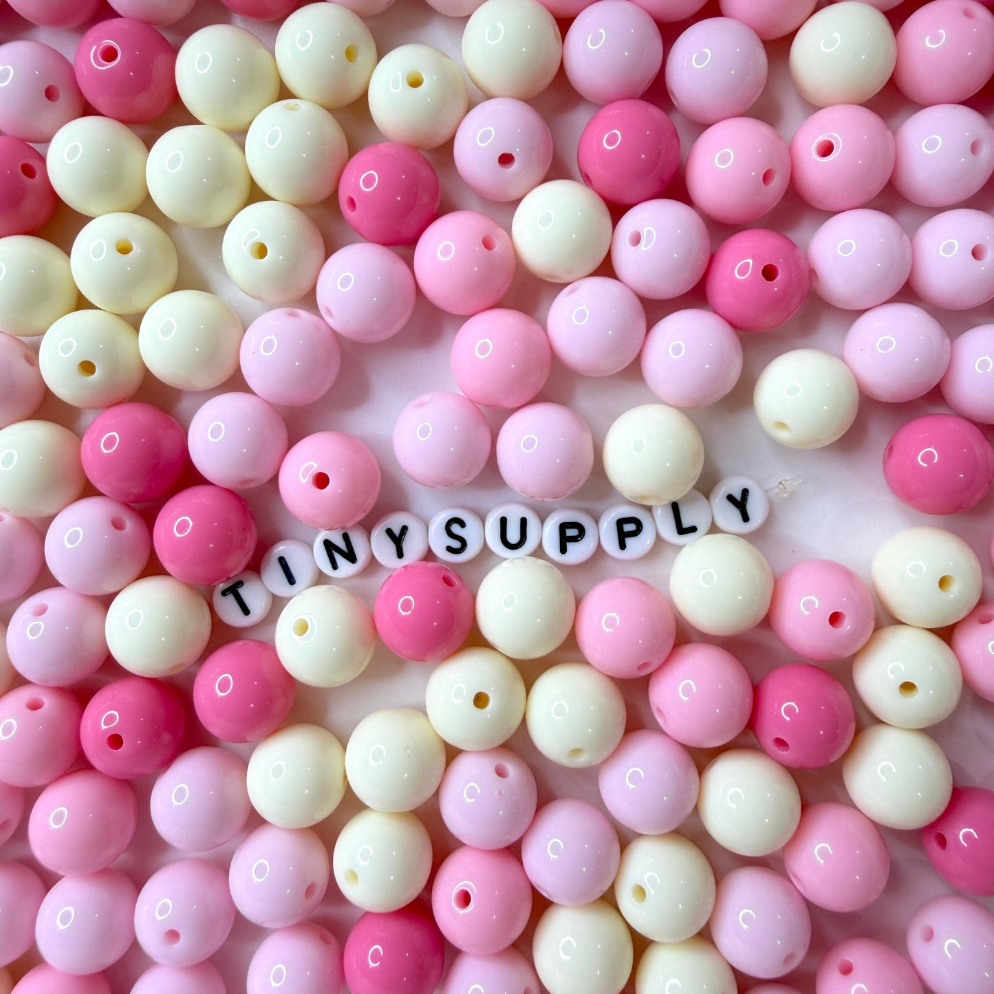 Chunky 12MM/14MM Pink Cotton Candy Themed Acrylic Round Bead Mix