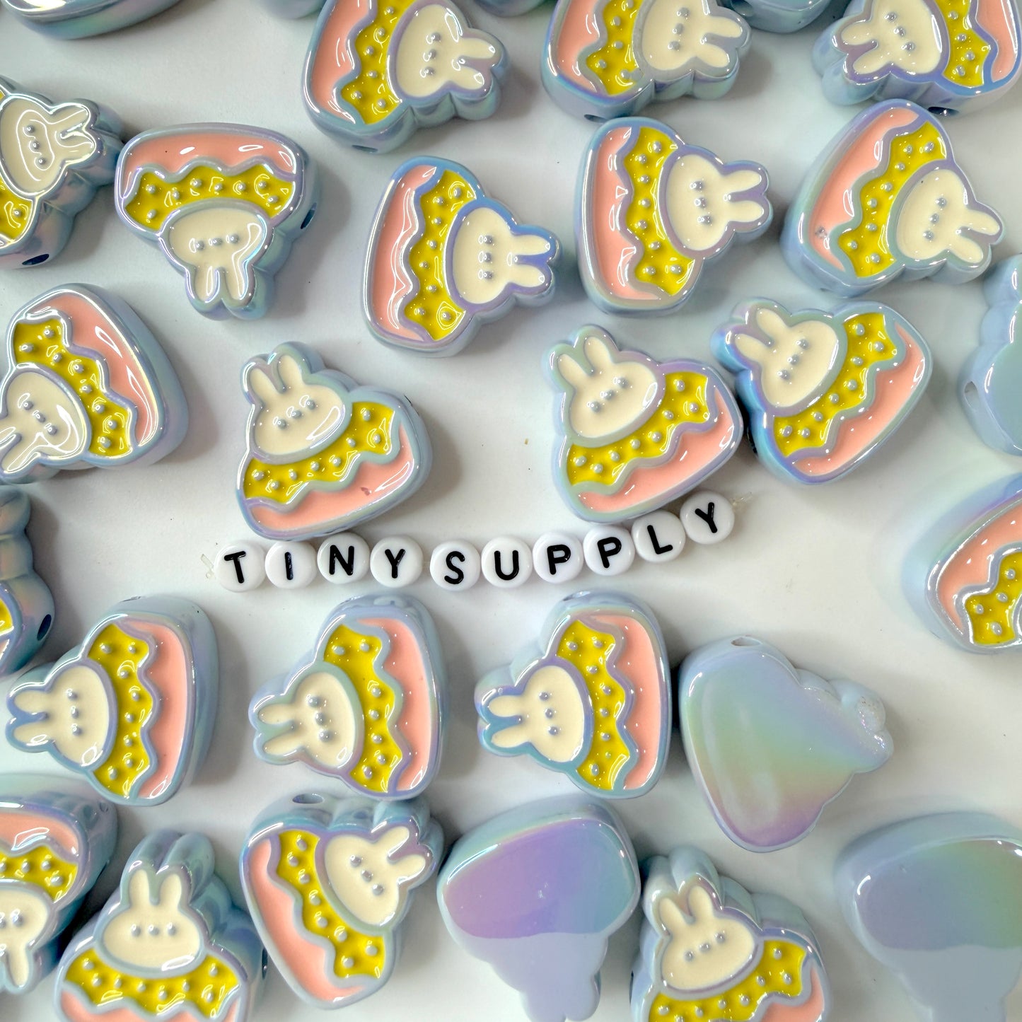Chunky Opaque Purple Outline Bunny Donut Acrylic Bead (26x26mm)