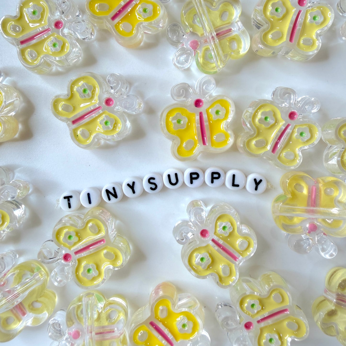 Chunky Transparent Yellow Butterfly Acrylic Bead (25x24mm)