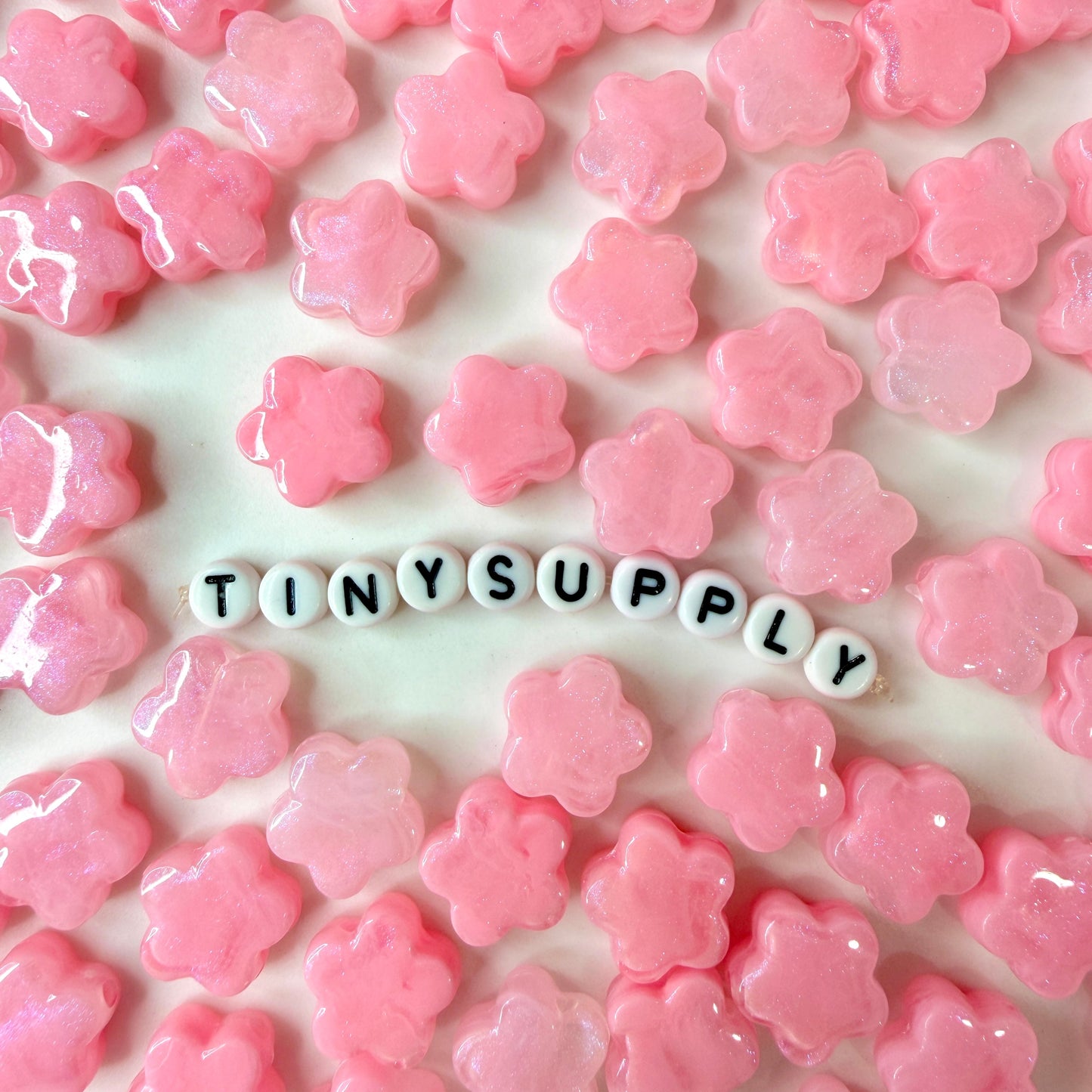 Chunky 15MM Pastel Acrylic Pink Star Flower Spacer Beads