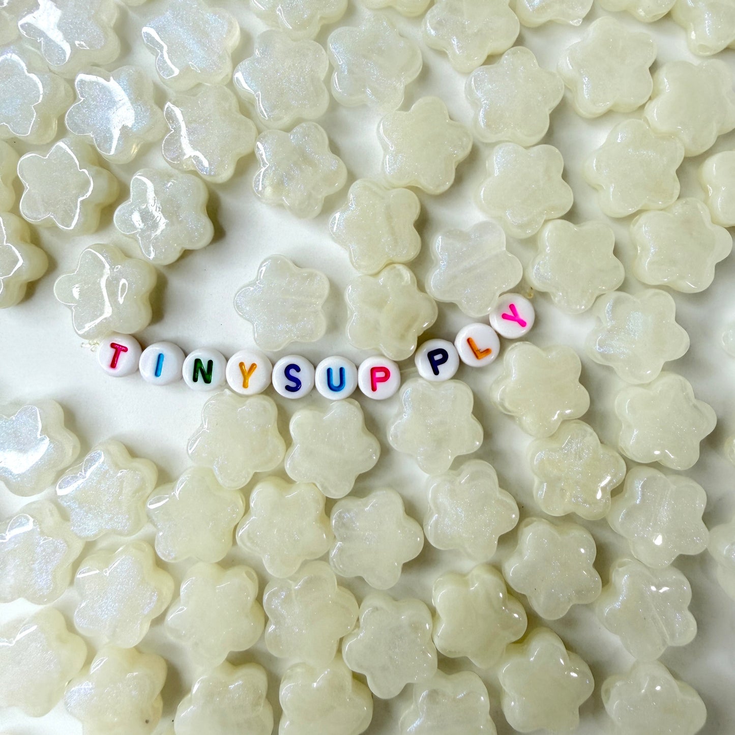 Chunky 15MM Pastel Acrylic White Star Flower Spacer Beads