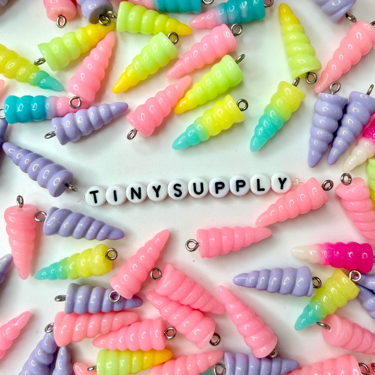 Pastel Unicorn Horn Resin Charm with Eye Pin (9mm x 25mm)