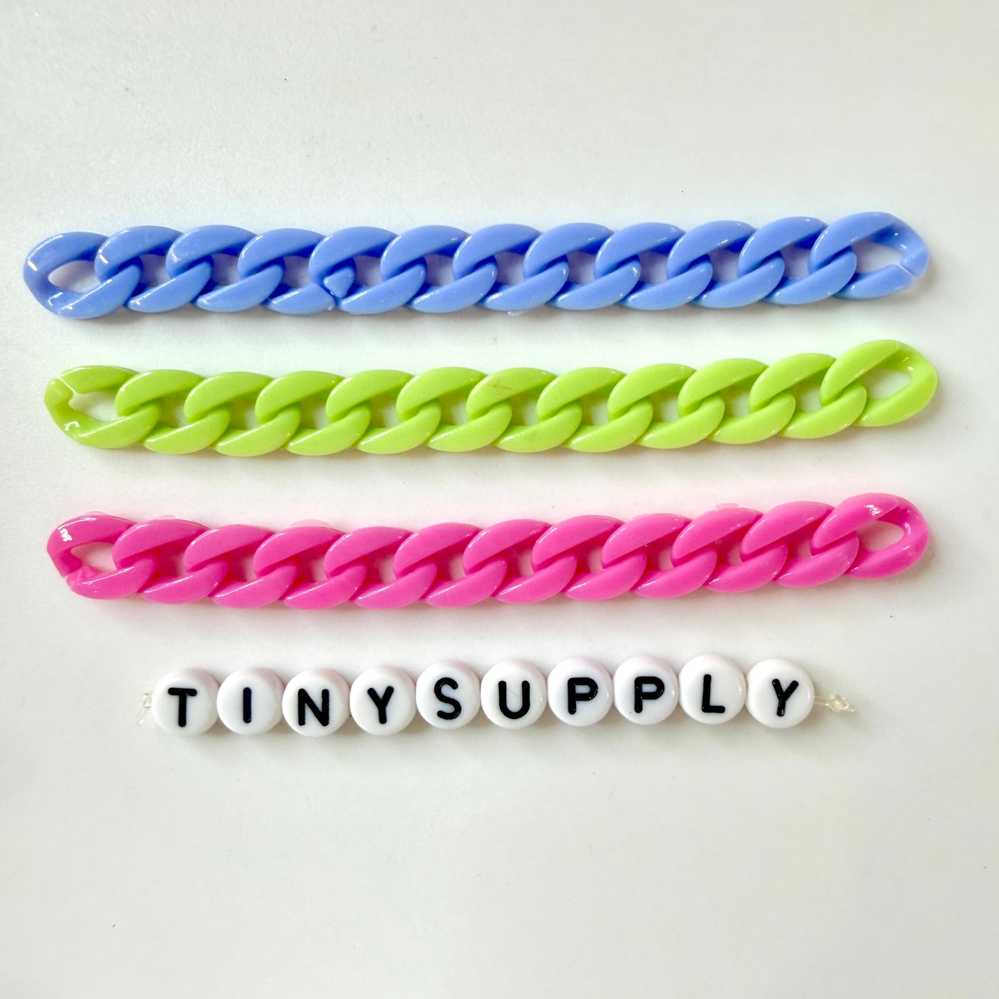 Cute Rainbow Colored Acrylic Chain Links Pieces (12mm x 9mm)
