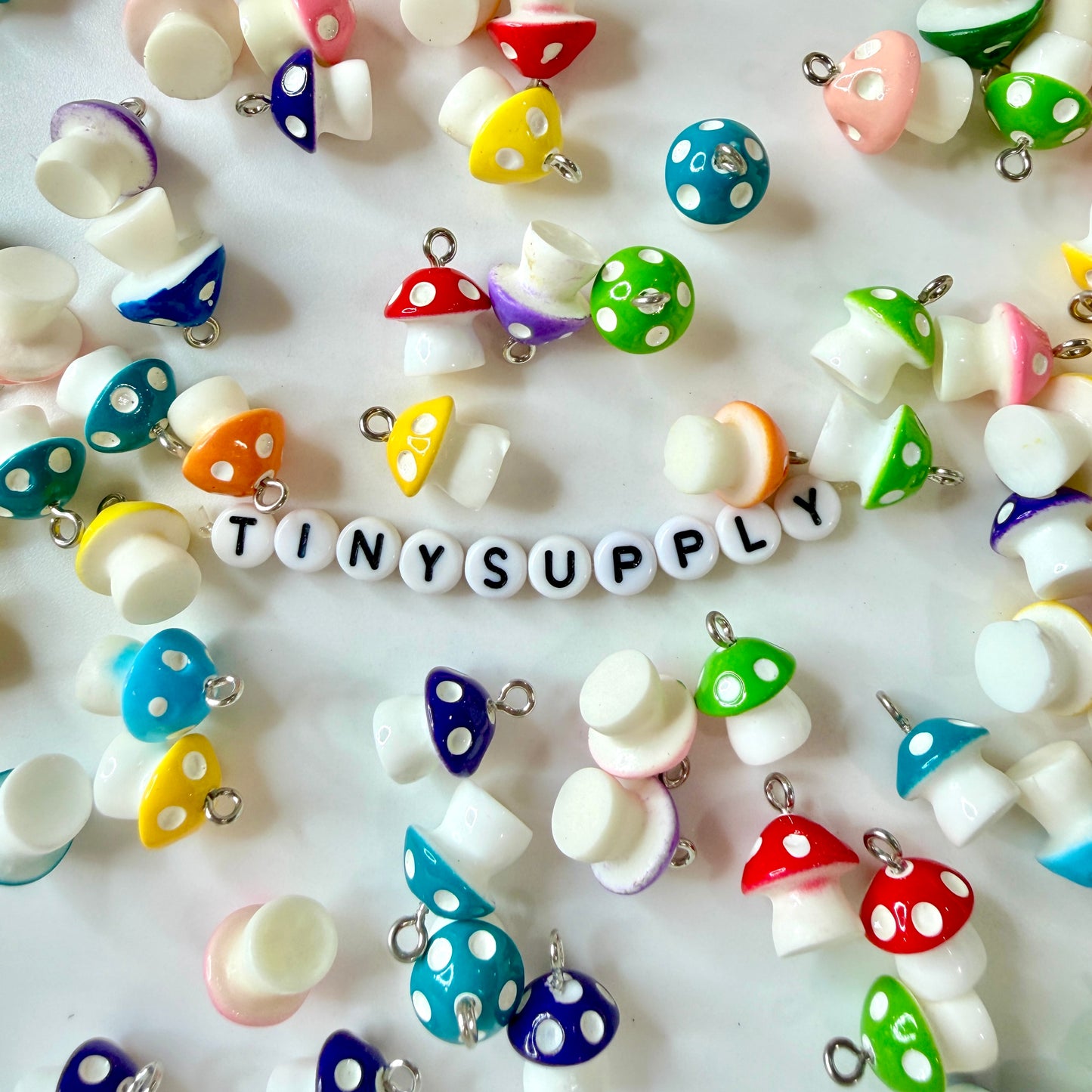Mixed Color Mushroom Charms (15mm x 13mm)