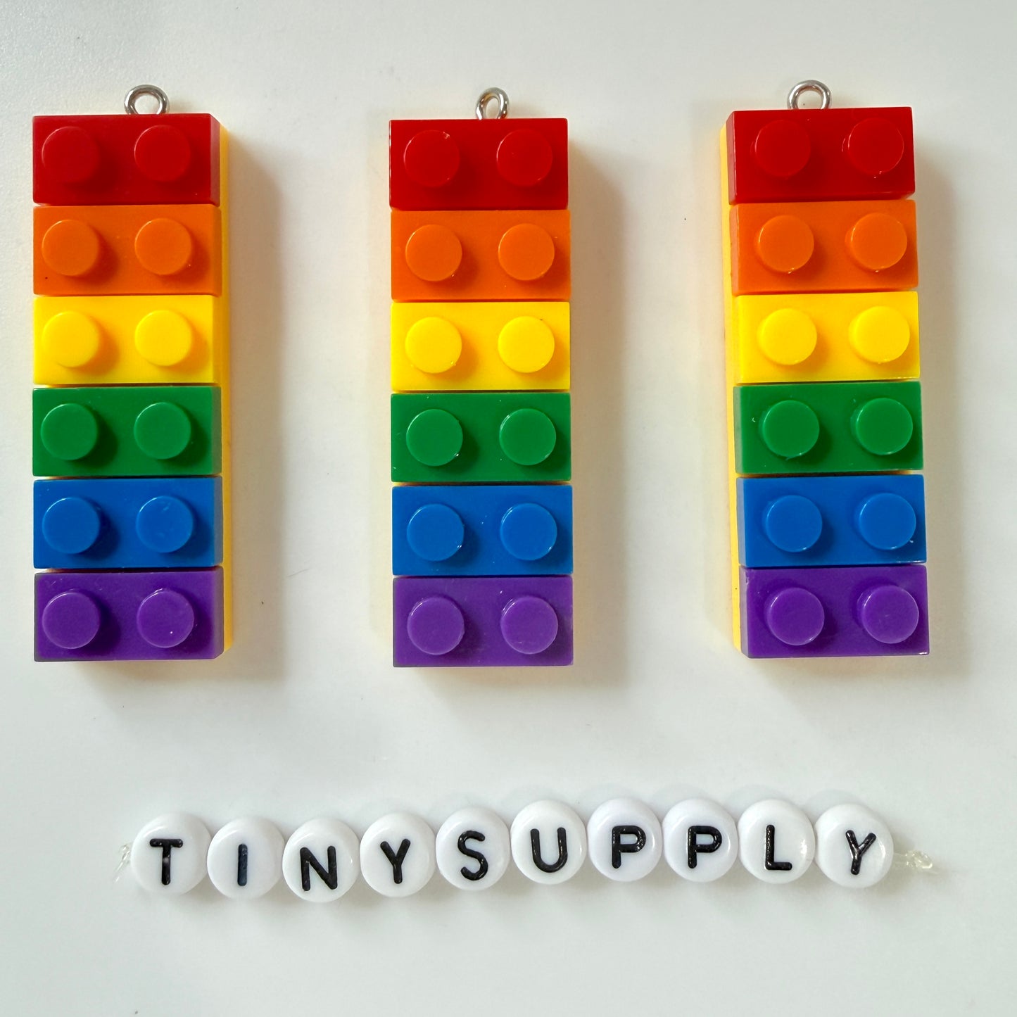 Rainbow Building Block Charm Pendant (4.8cm x 1.6cm)