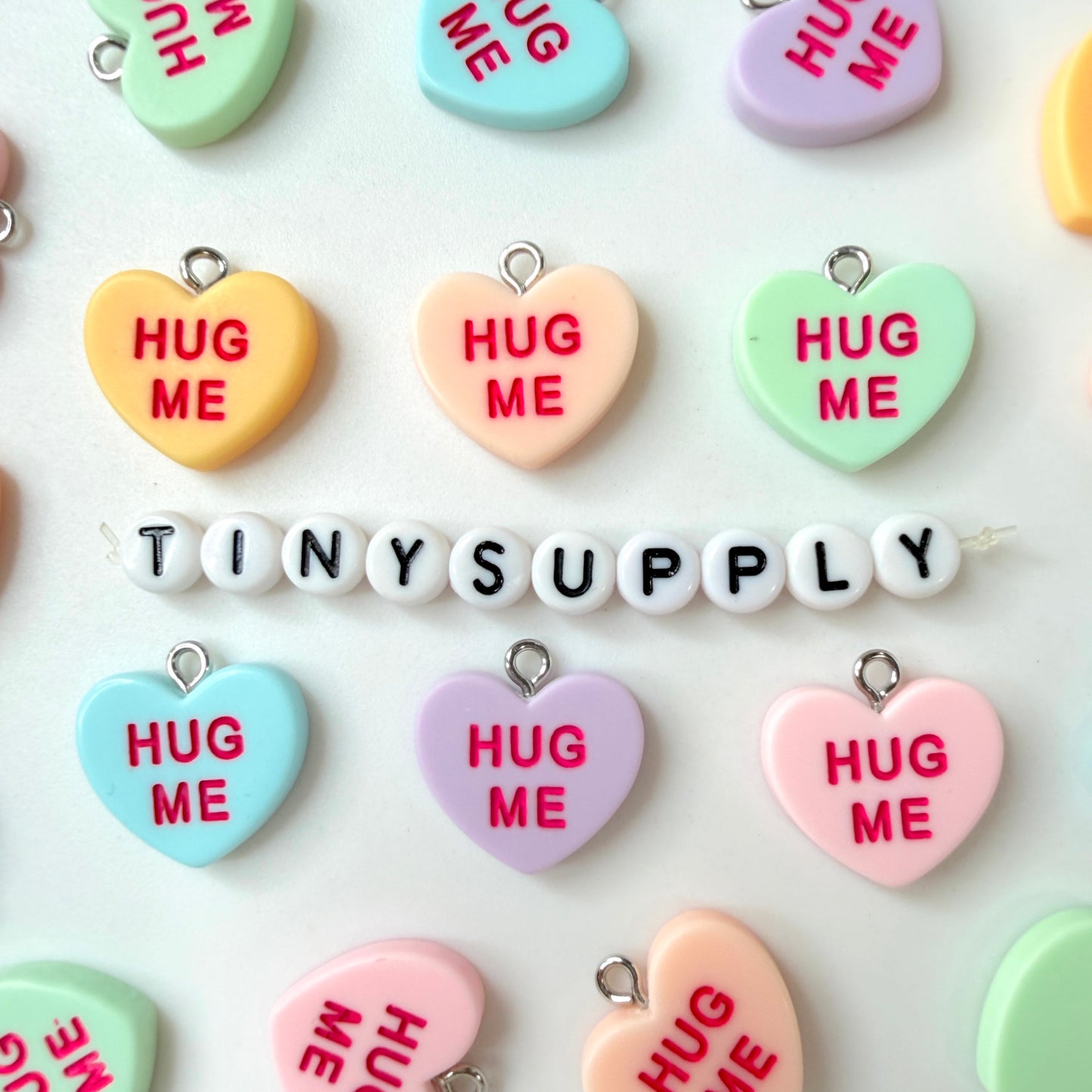 Hug Me Pastel Colorful Valentines Day Heart with Eye Pin Charm (18mm x 11mm)