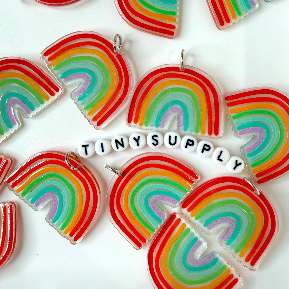 27MM x 39MM Acrylic Rainbow Charm with Ring